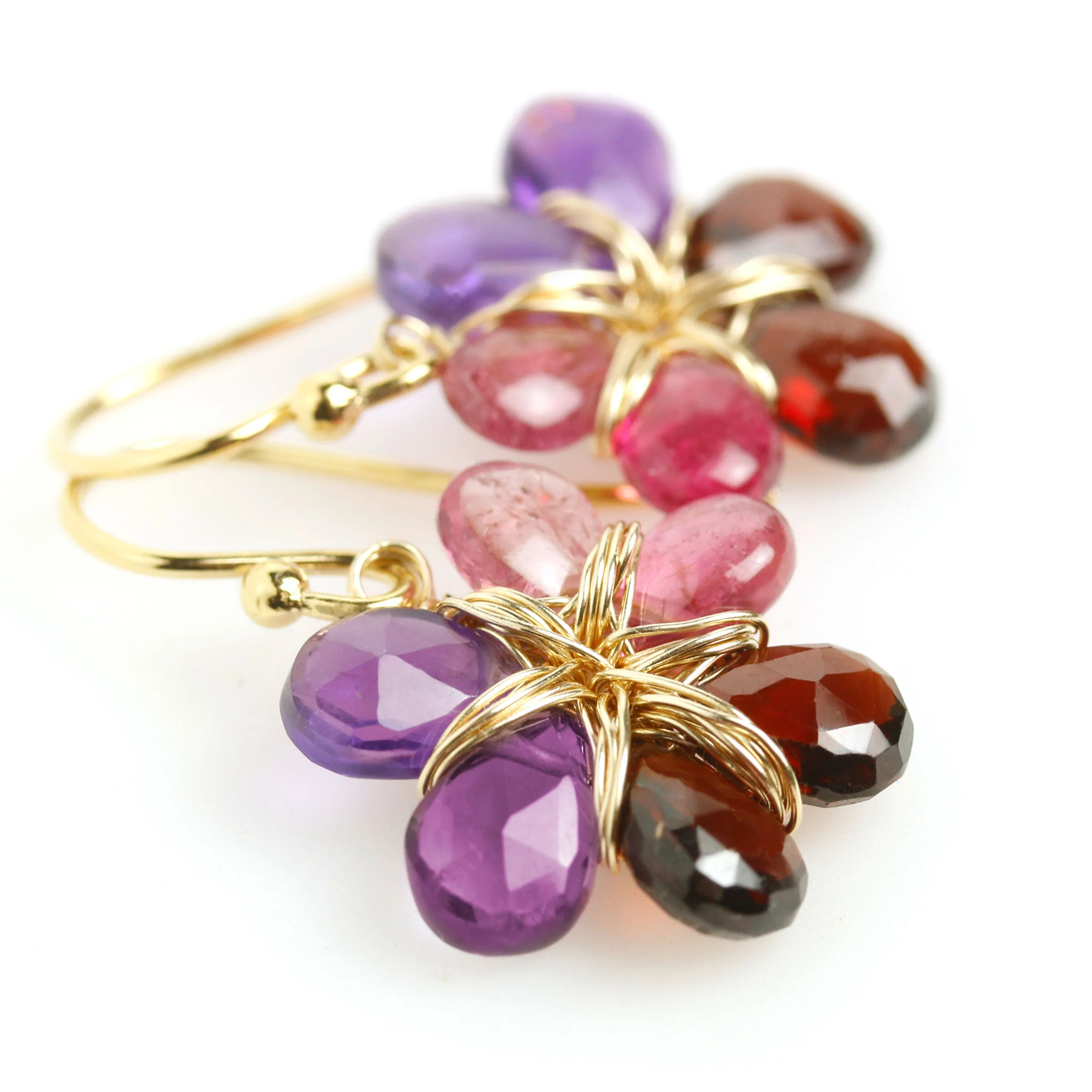 Jewel Toned Flower Earrings - Image 3