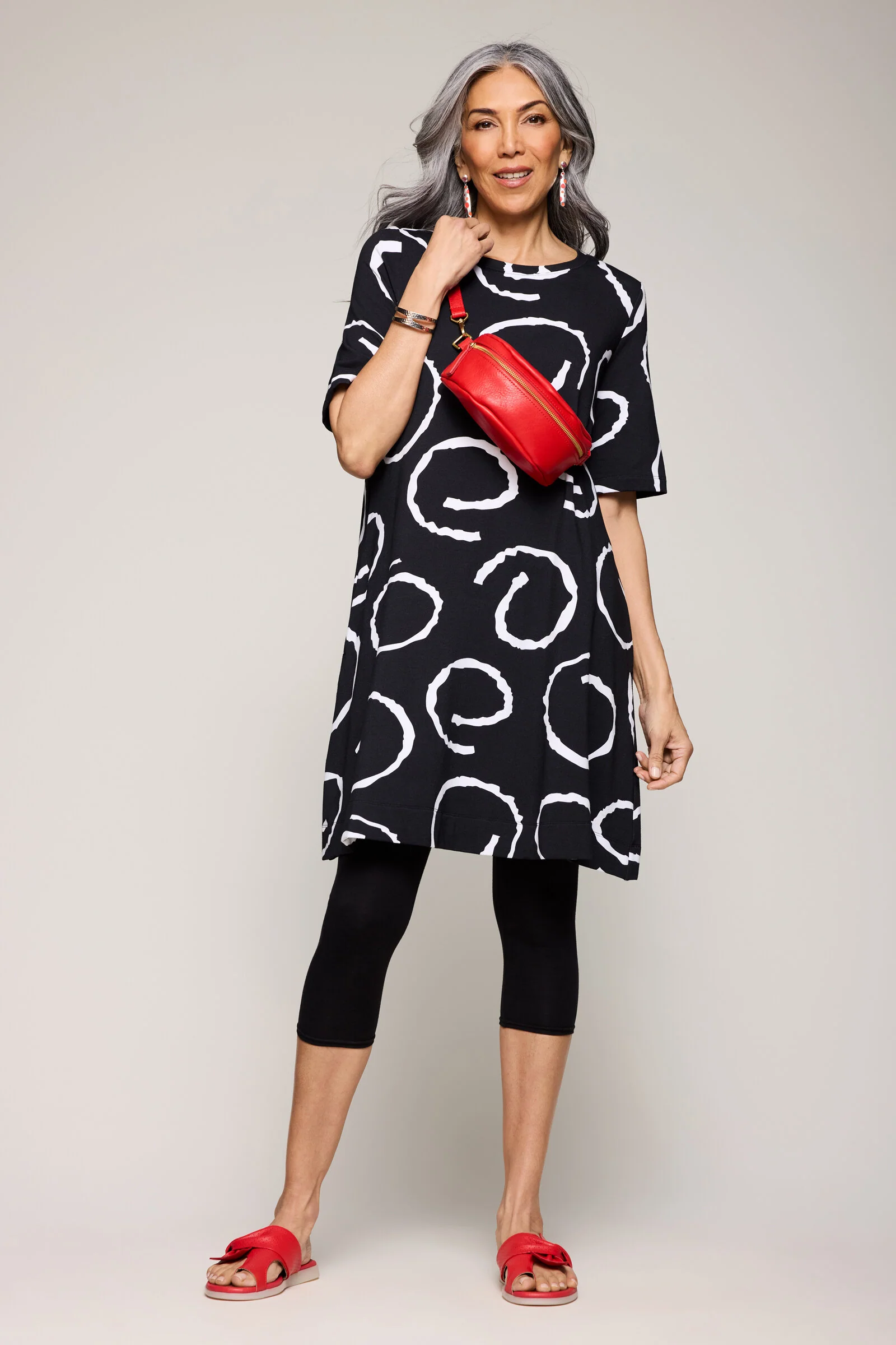 Nalani Swing Dress - Black Torn Circles