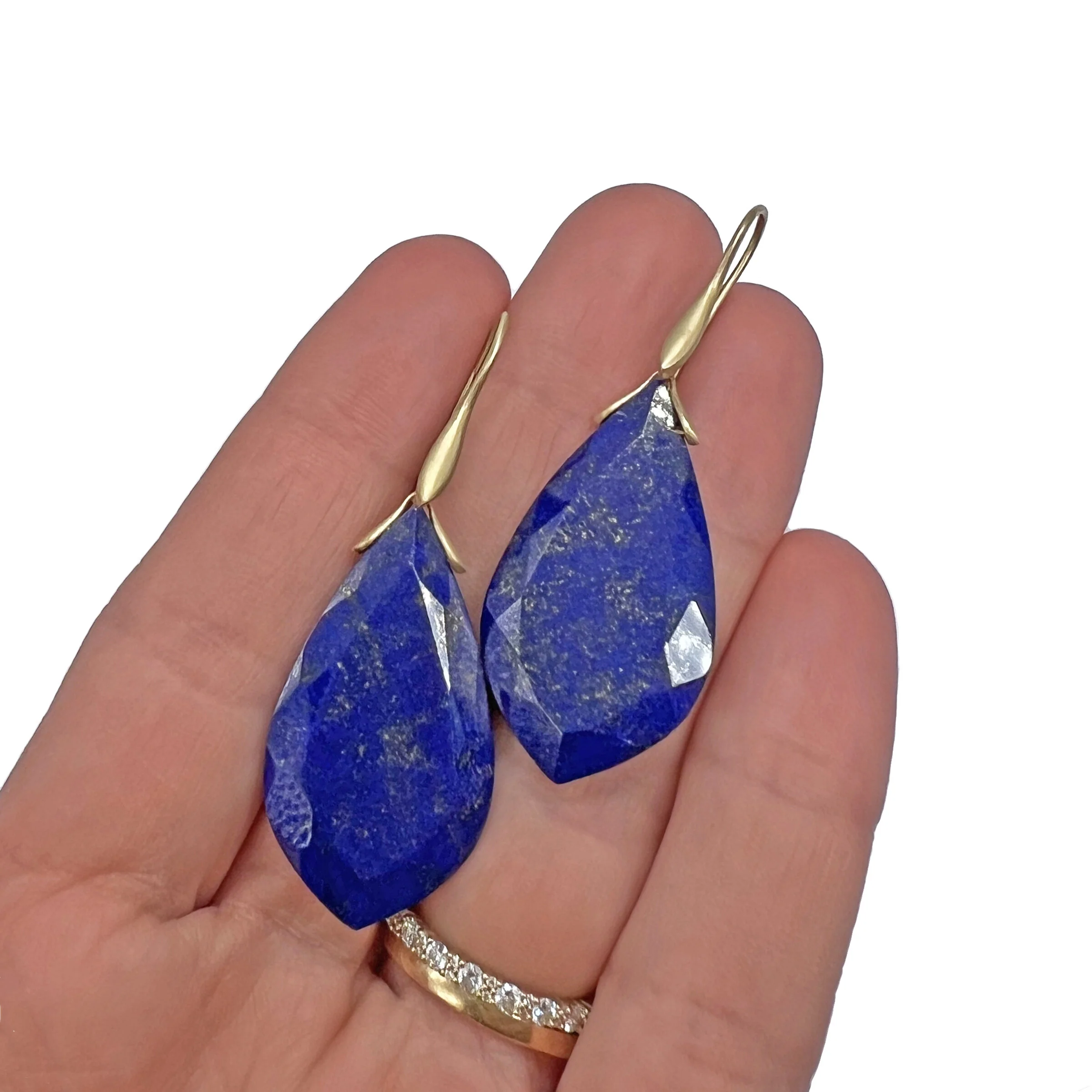 Lapis Leaf Trapeze Earrings - Image 3