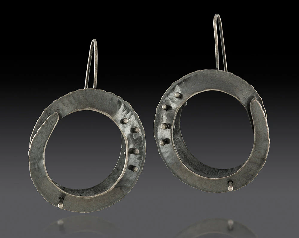 Large Black Orbit Drop Earriings