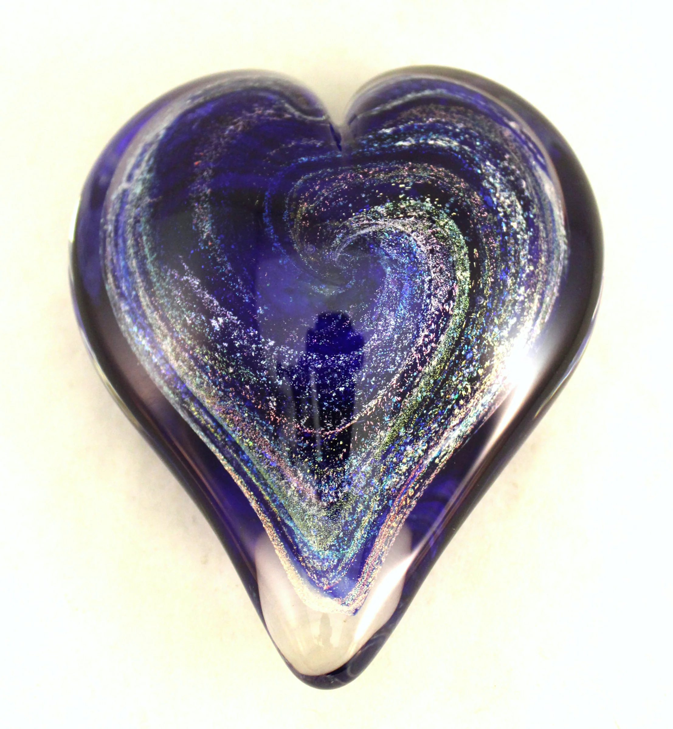Large Cobalt Blue Dichroic Heart Paperweight - Image 2