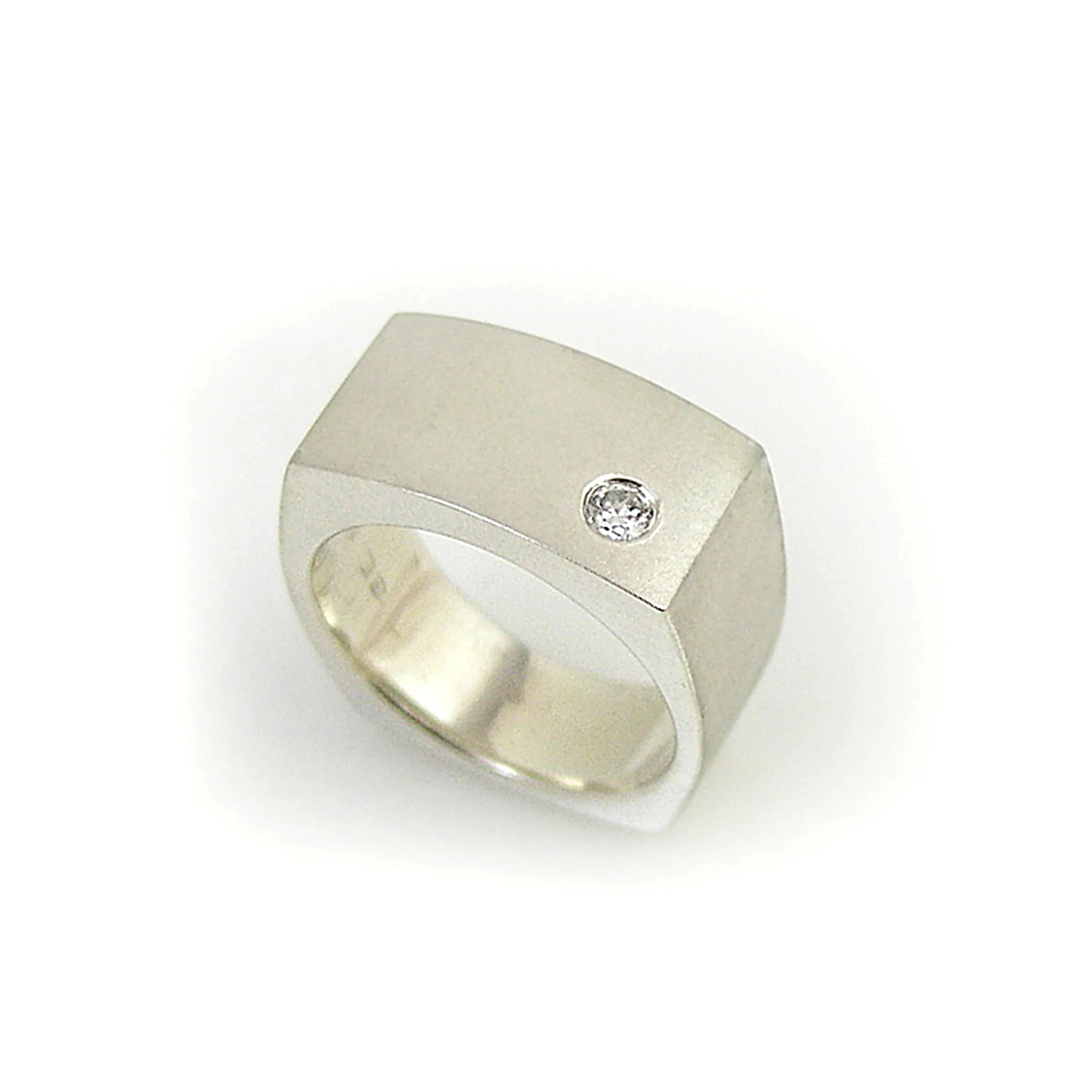 Large Silver Arc Ring with Diamond