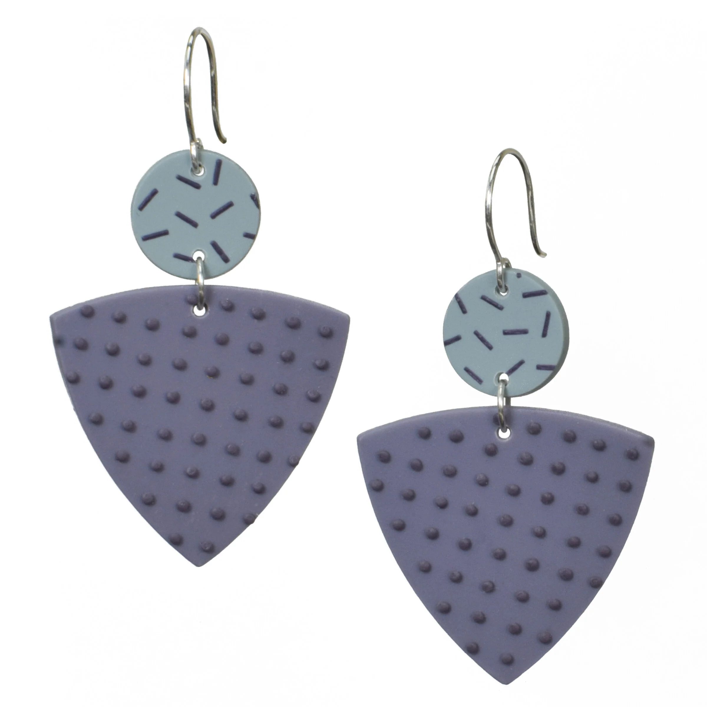 Large Triangle Earrings - Dotted Gray Violet