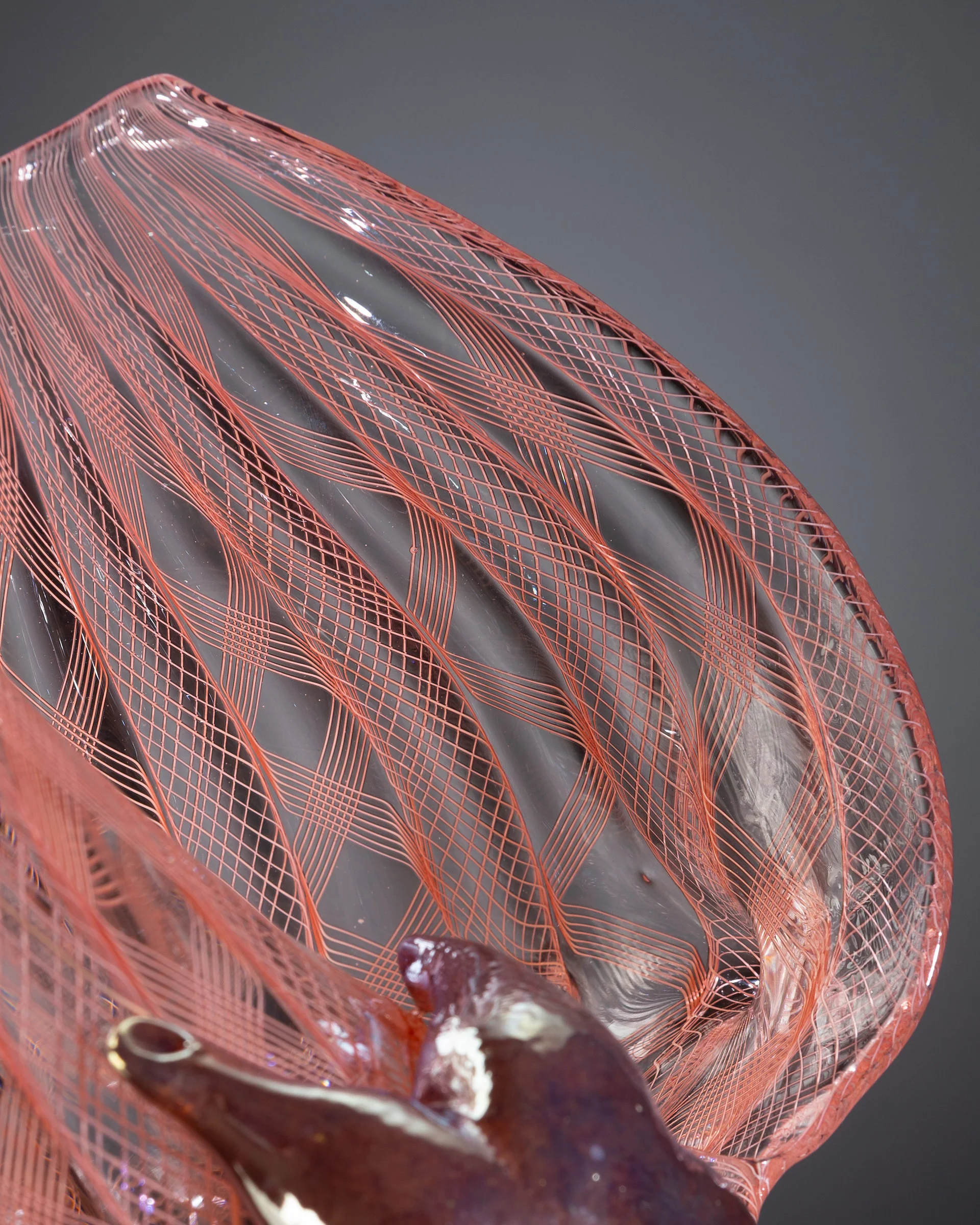Apricot Latticino Shell Sculpture with Auger Shell and Sea Star - Image 4