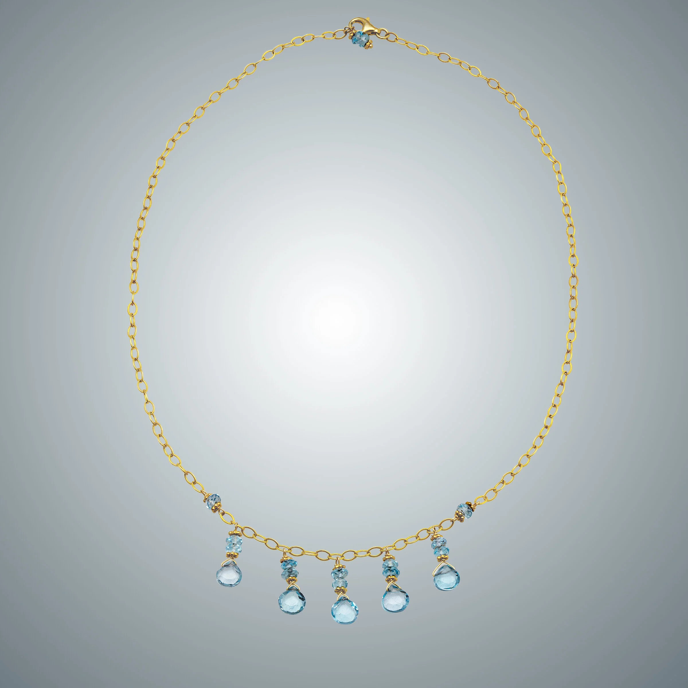 Light Blue Topaz Hearts Necklace