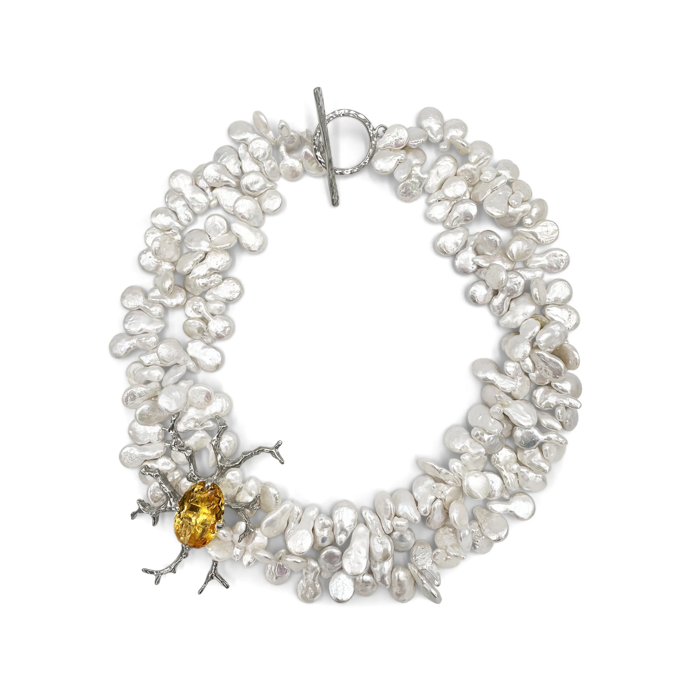 Light Citrine & Pearl Coral Necklace - Image 2