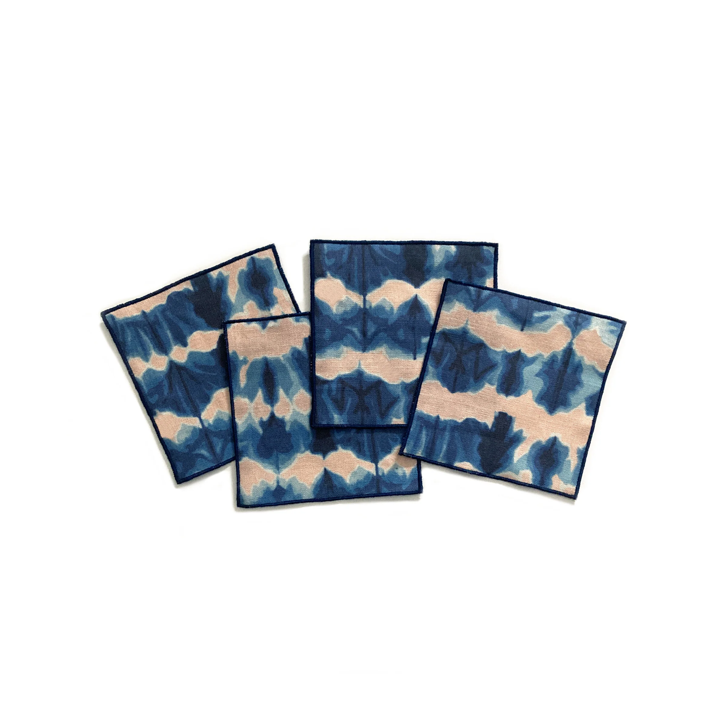 Indigo Cocktail Napkin Set - Rose, Wave