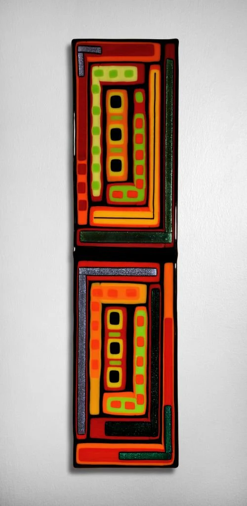 Log Cabin Triptych Wall Panels - Red Tones