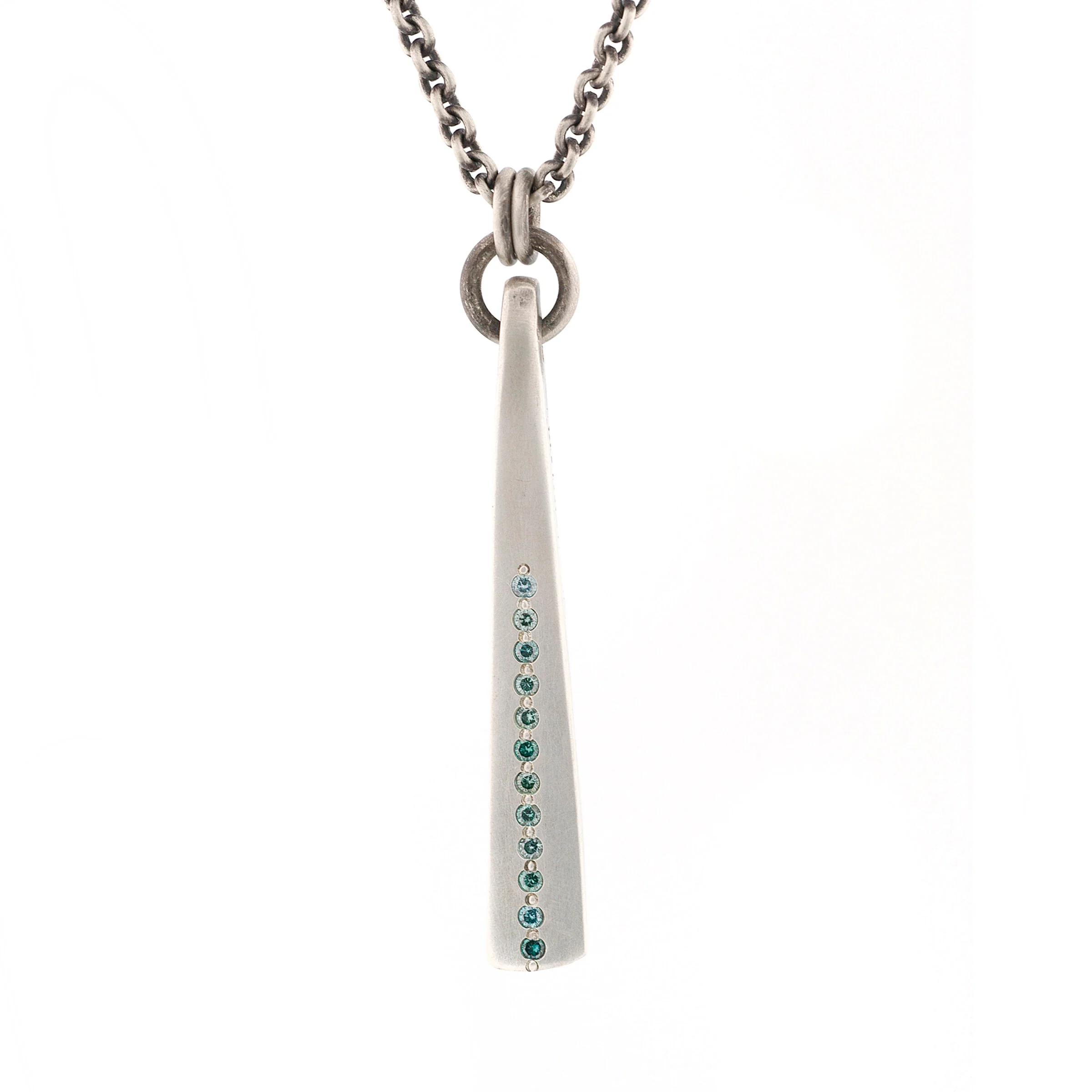 Long Blue Diamond Stick Pendant