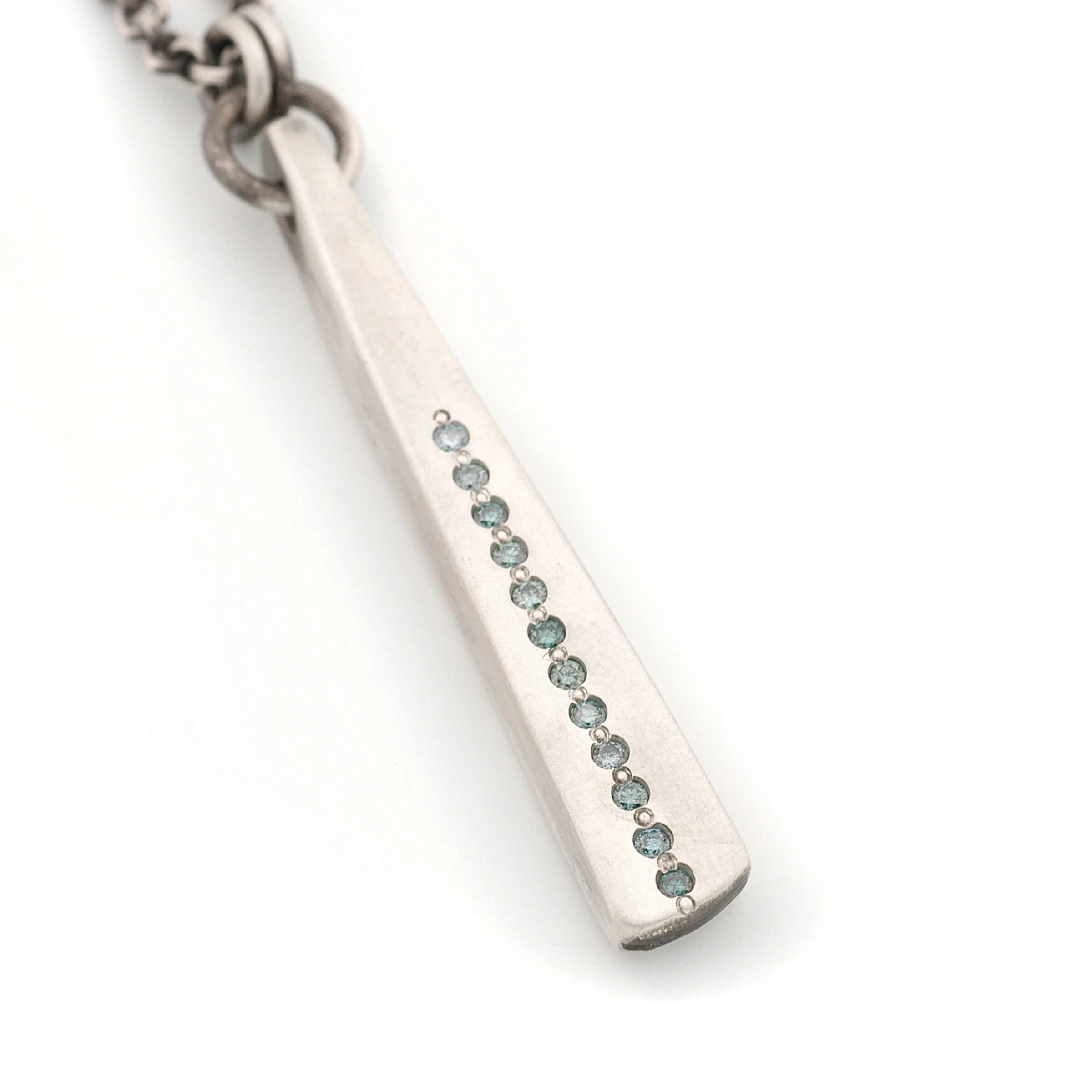Long Blue Diamond Stick Pendant - Image 2