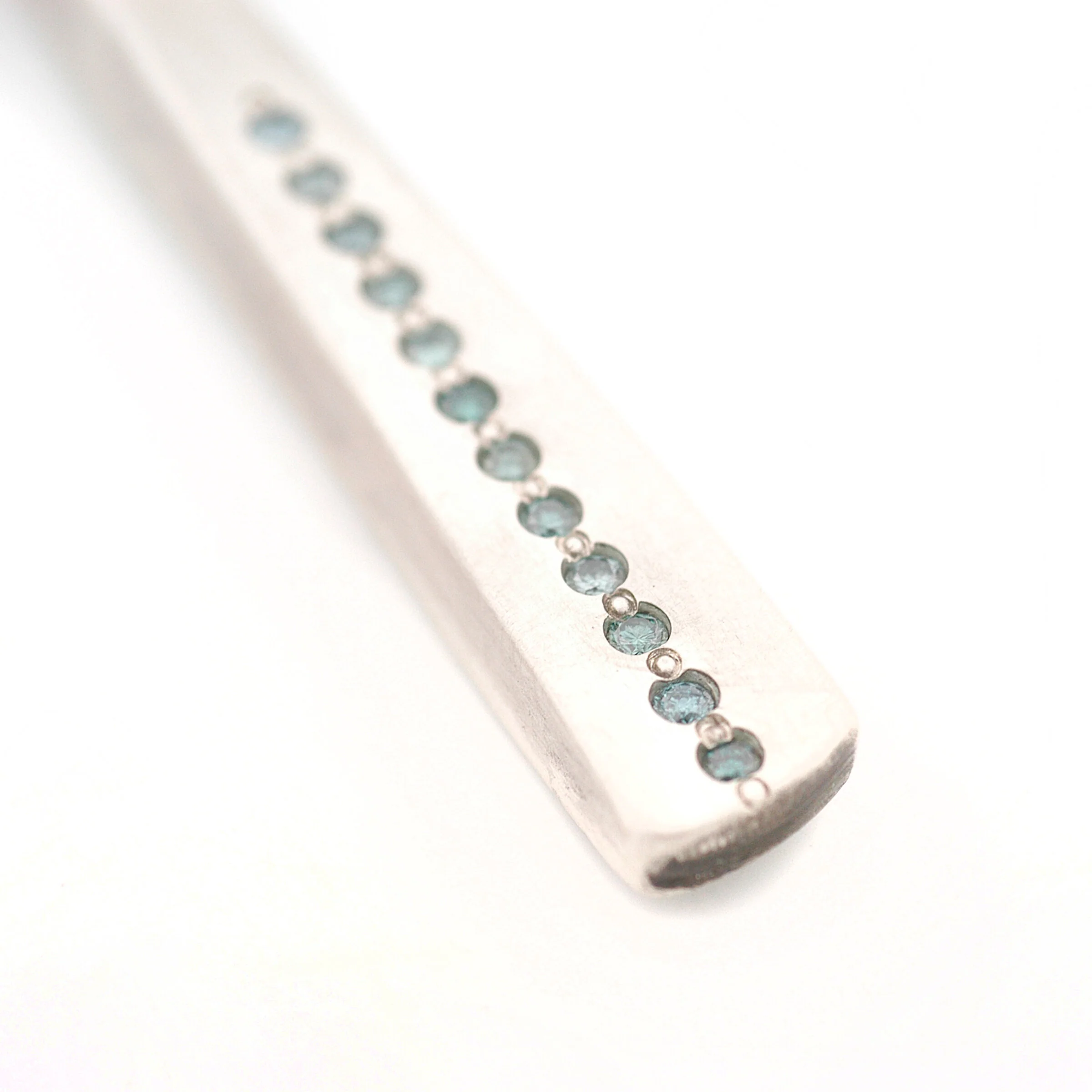 Long Blue Diamond Stick Pendant - Image 3