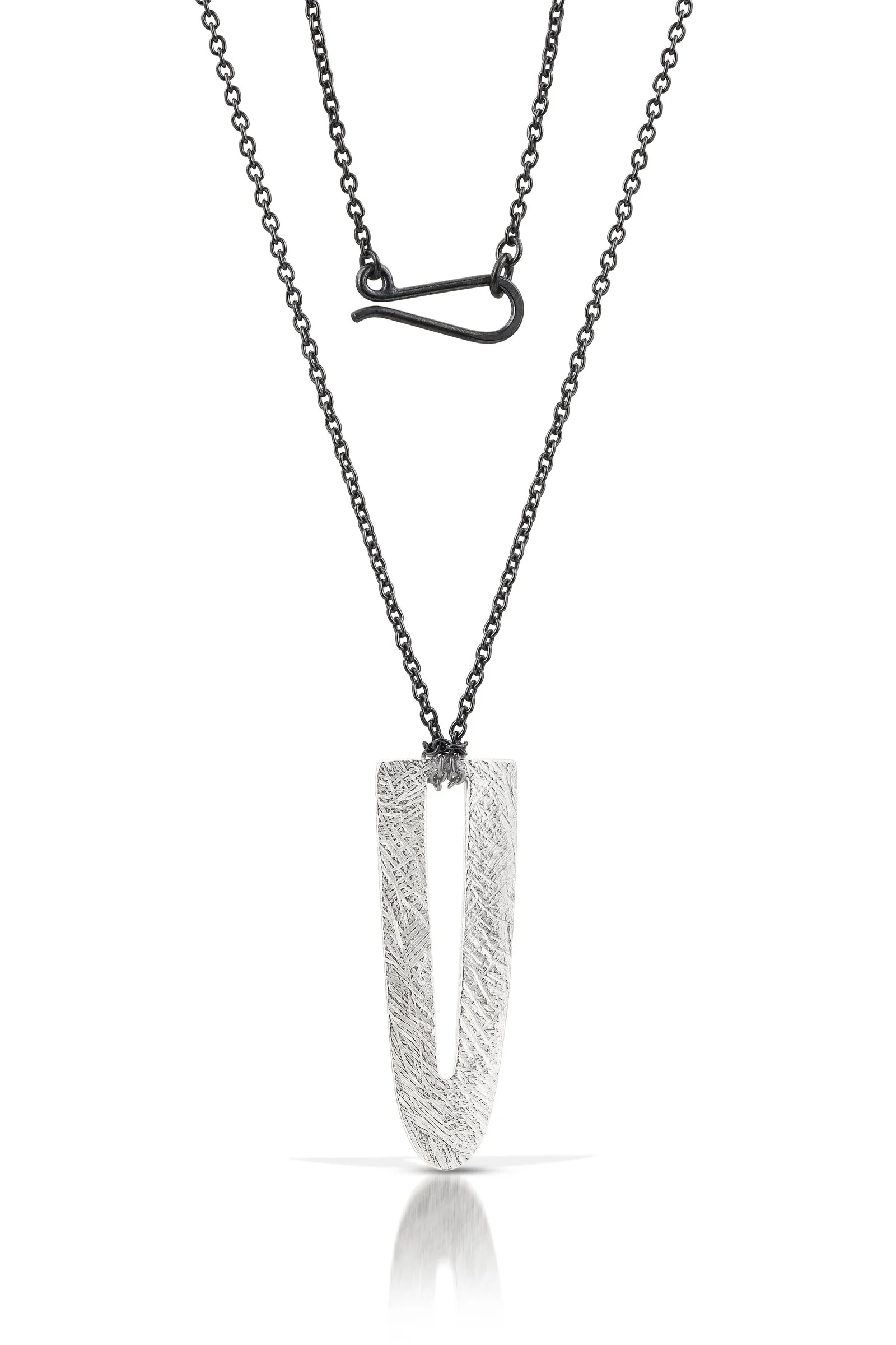Long Carved Arch Slot Pendant Necklace