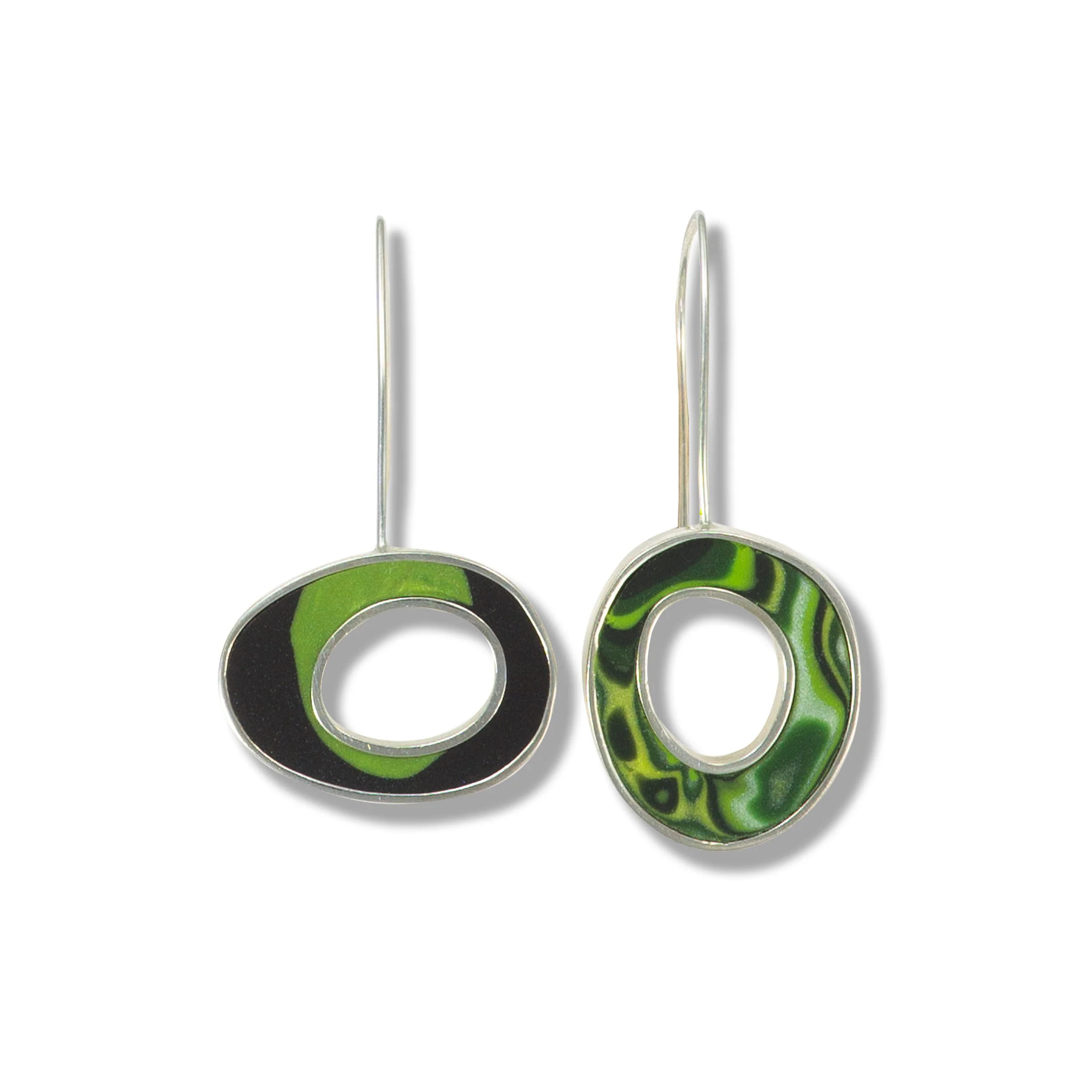Long Hanging Ovals Earrings - Image 3
