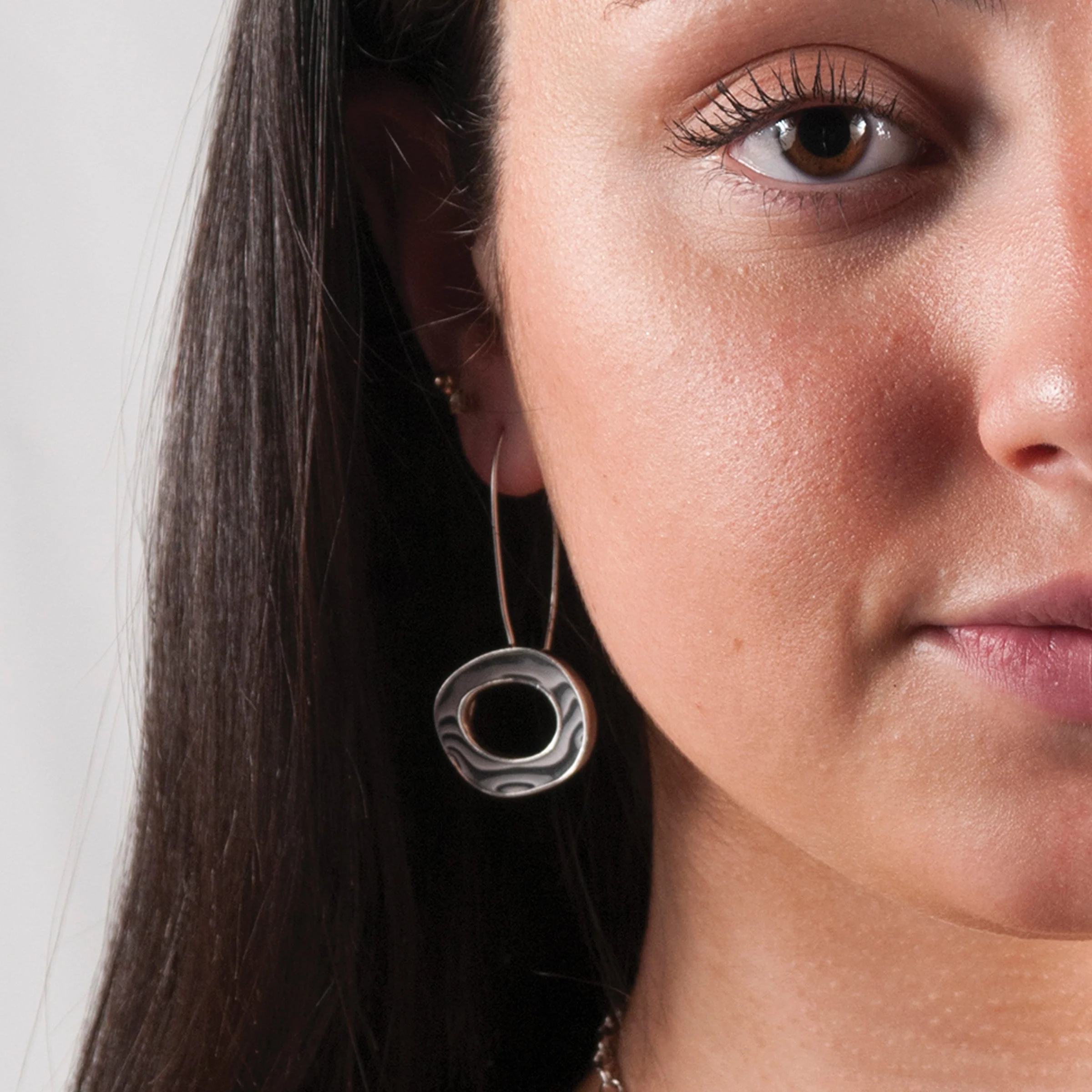 Long Hanging Ovals Earrings - Image 2