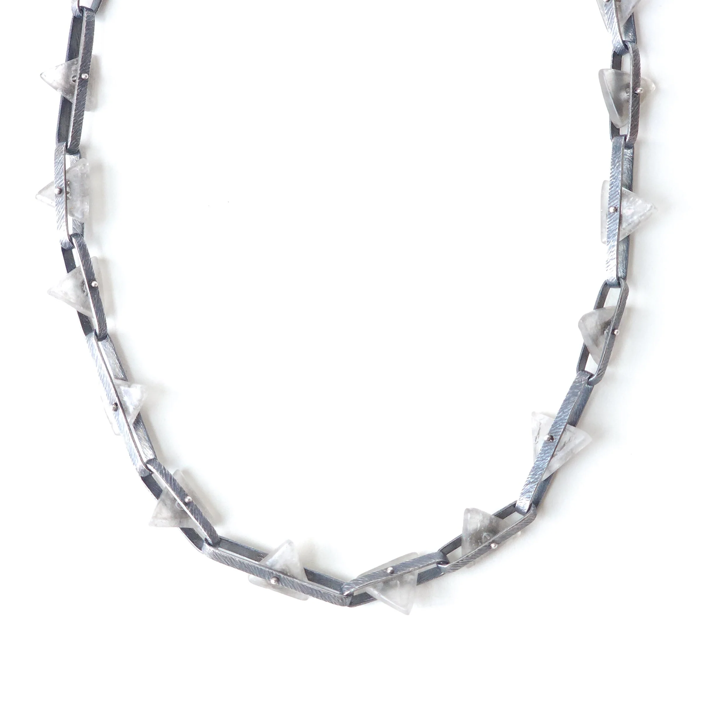 Long Quartz Triangle Band Link Necklace - Image 4