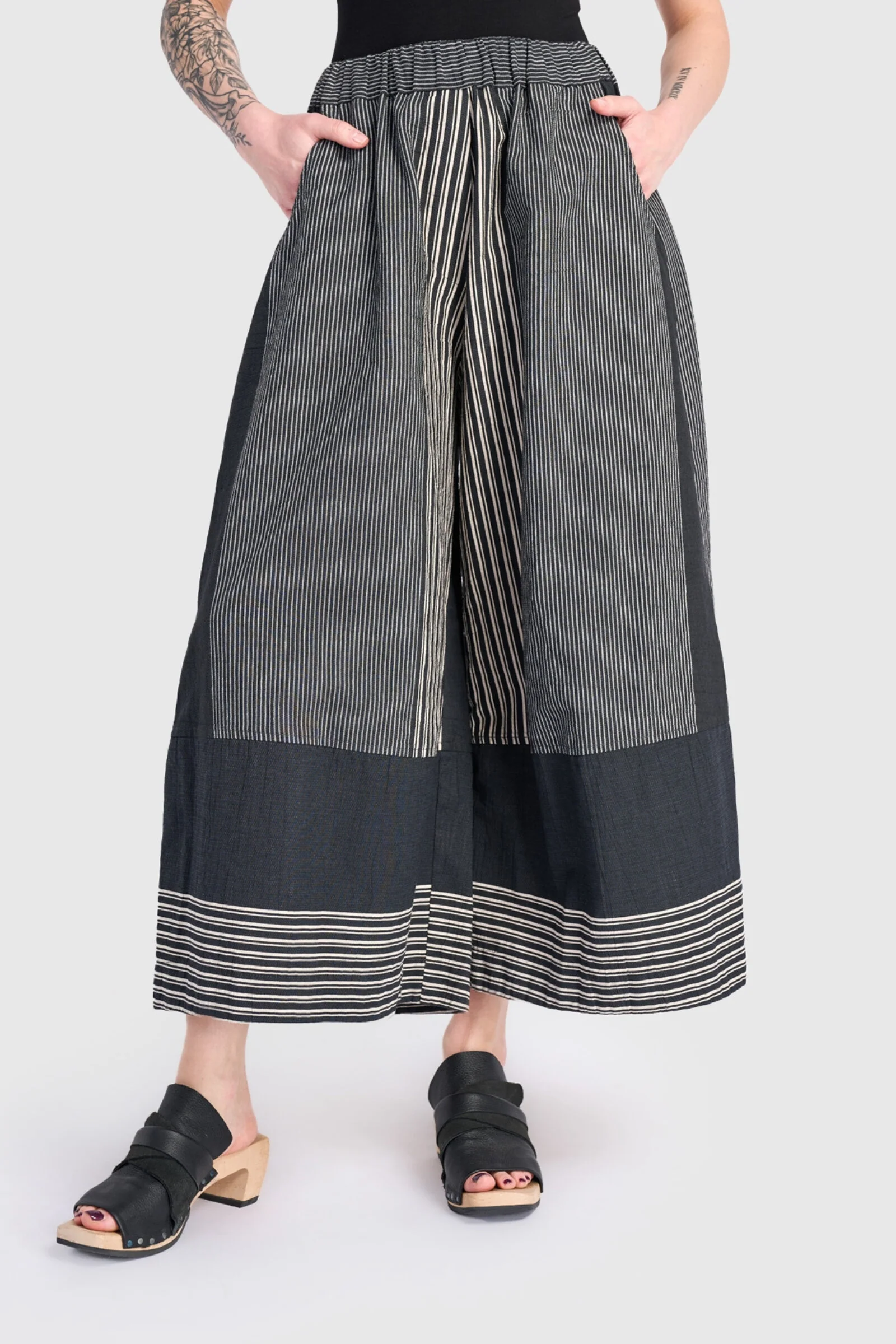 Marisol Wide Leg Pant - Slate Stripes