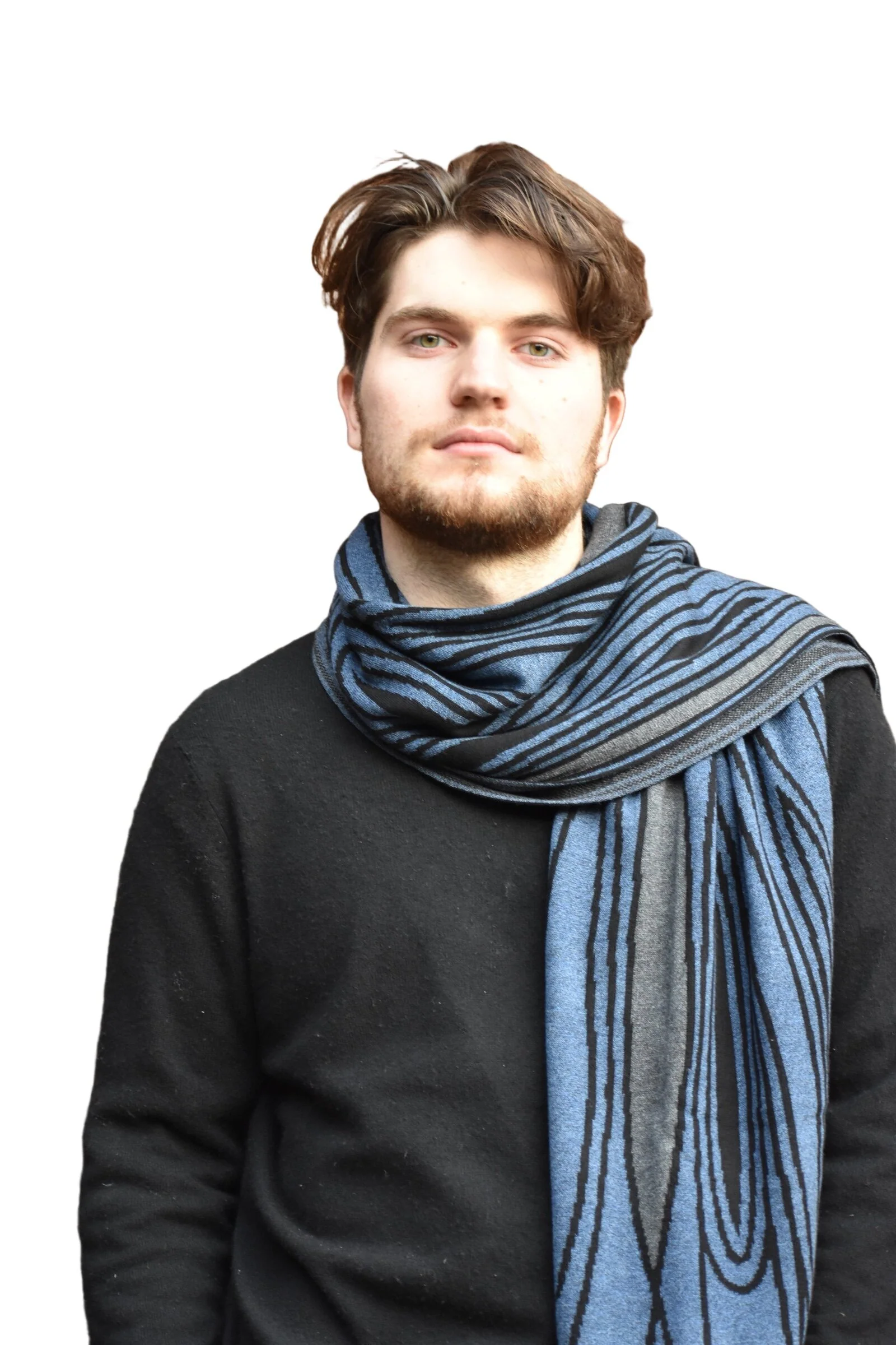 Mid-Century Cotton Knit Scarf - Denim Multi
