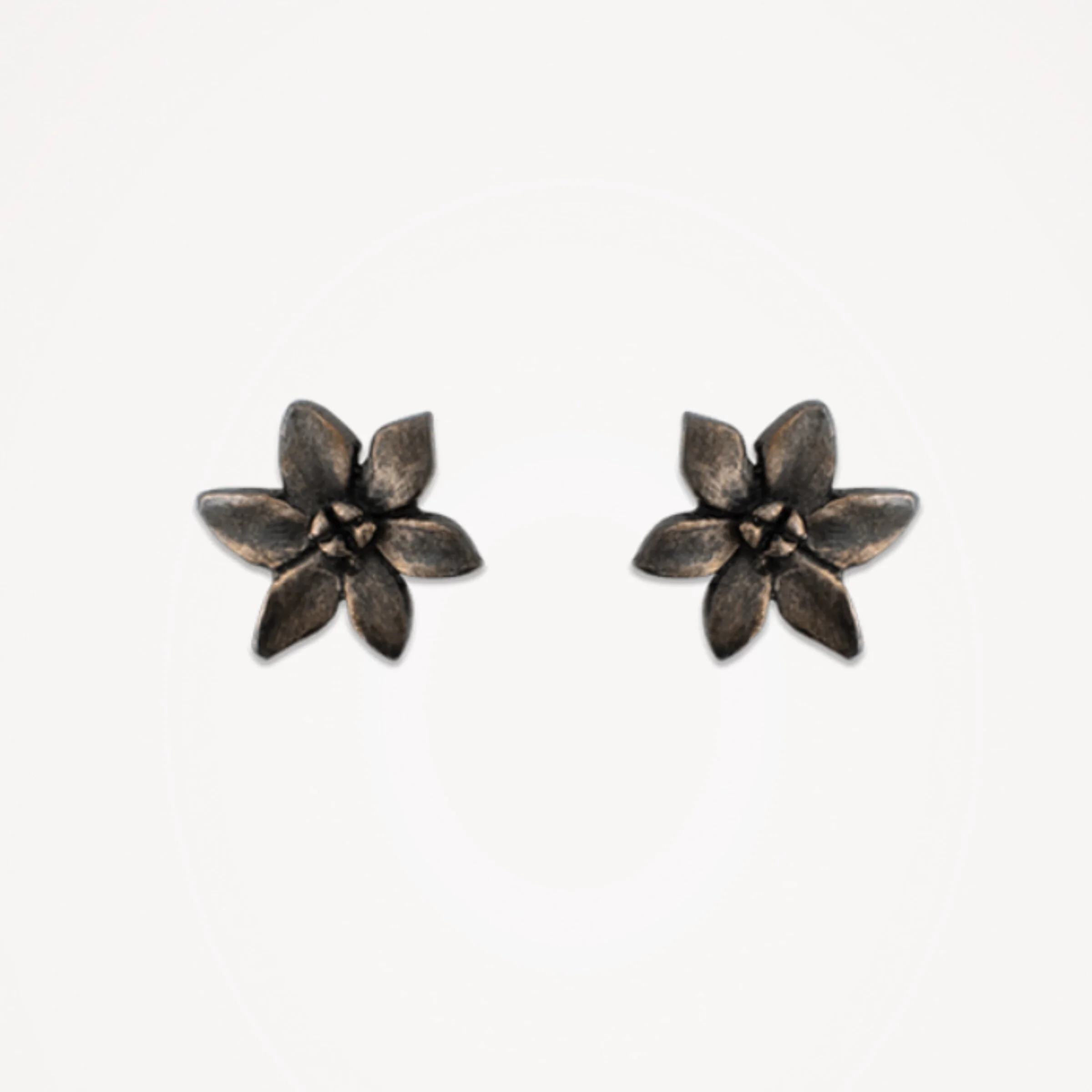 Mini Zinnia Earrings - Oxidized Silver
