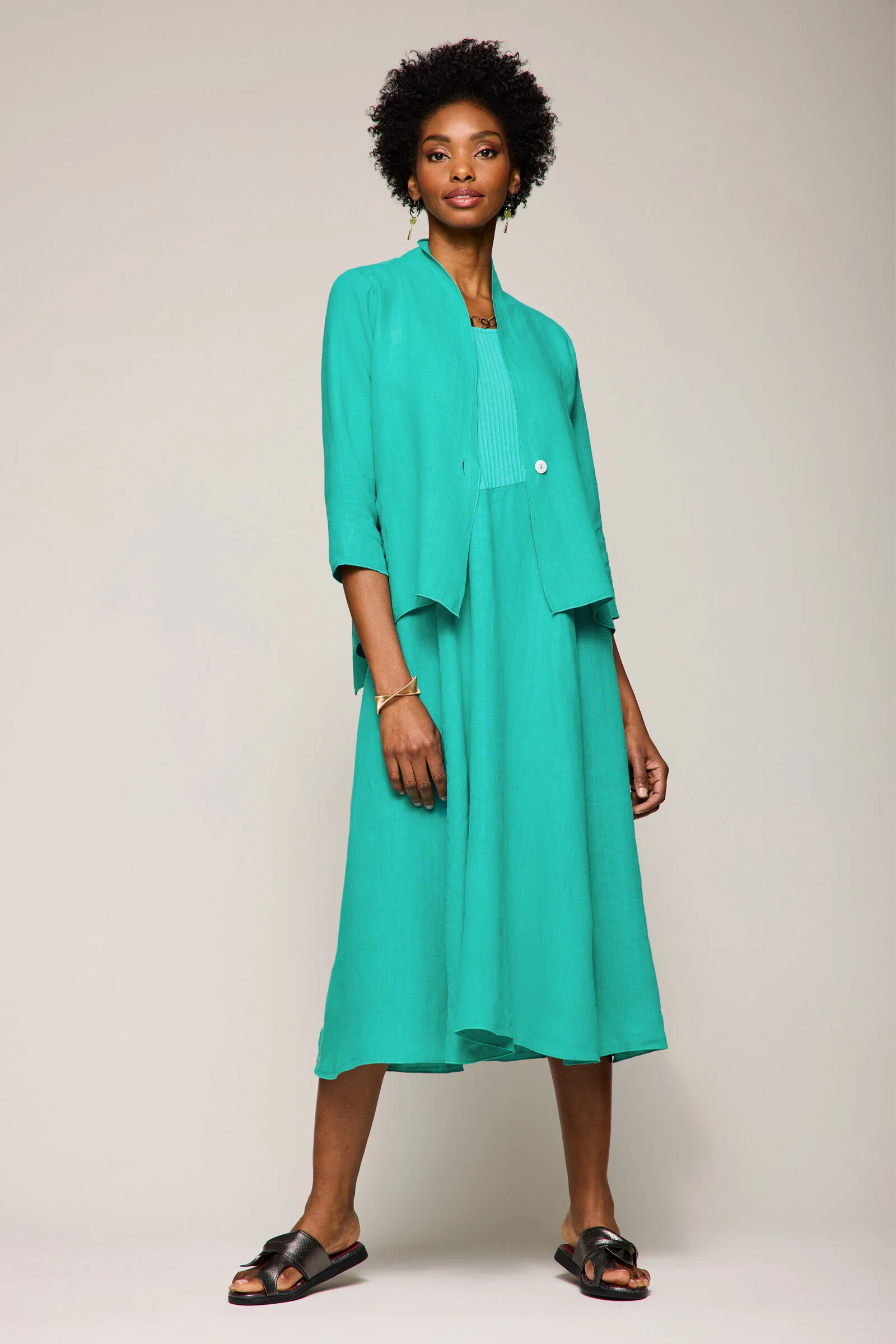 Mixed-Media Roberta Jacket - Teal - Image 2