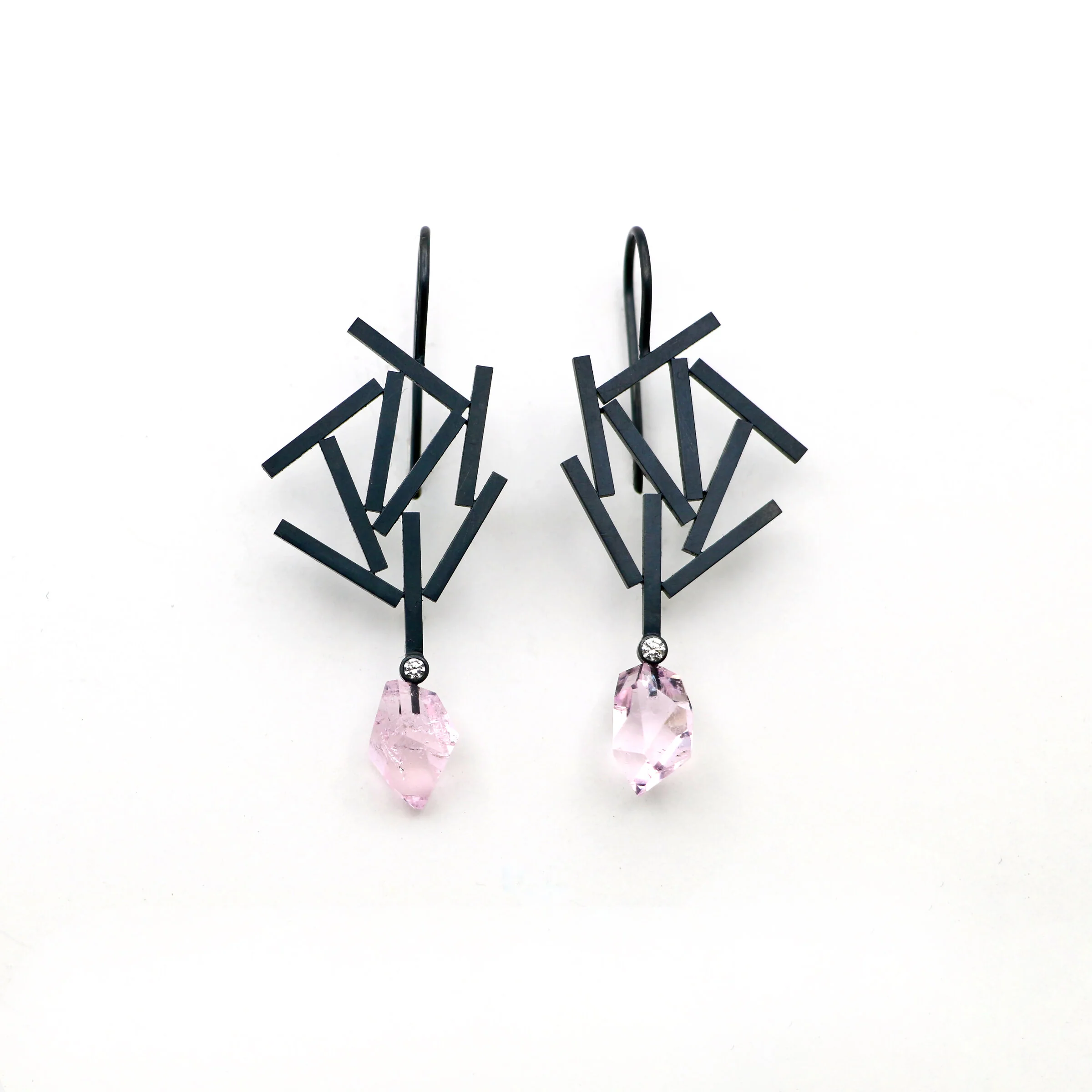 Morganite & Rectangles Earrings