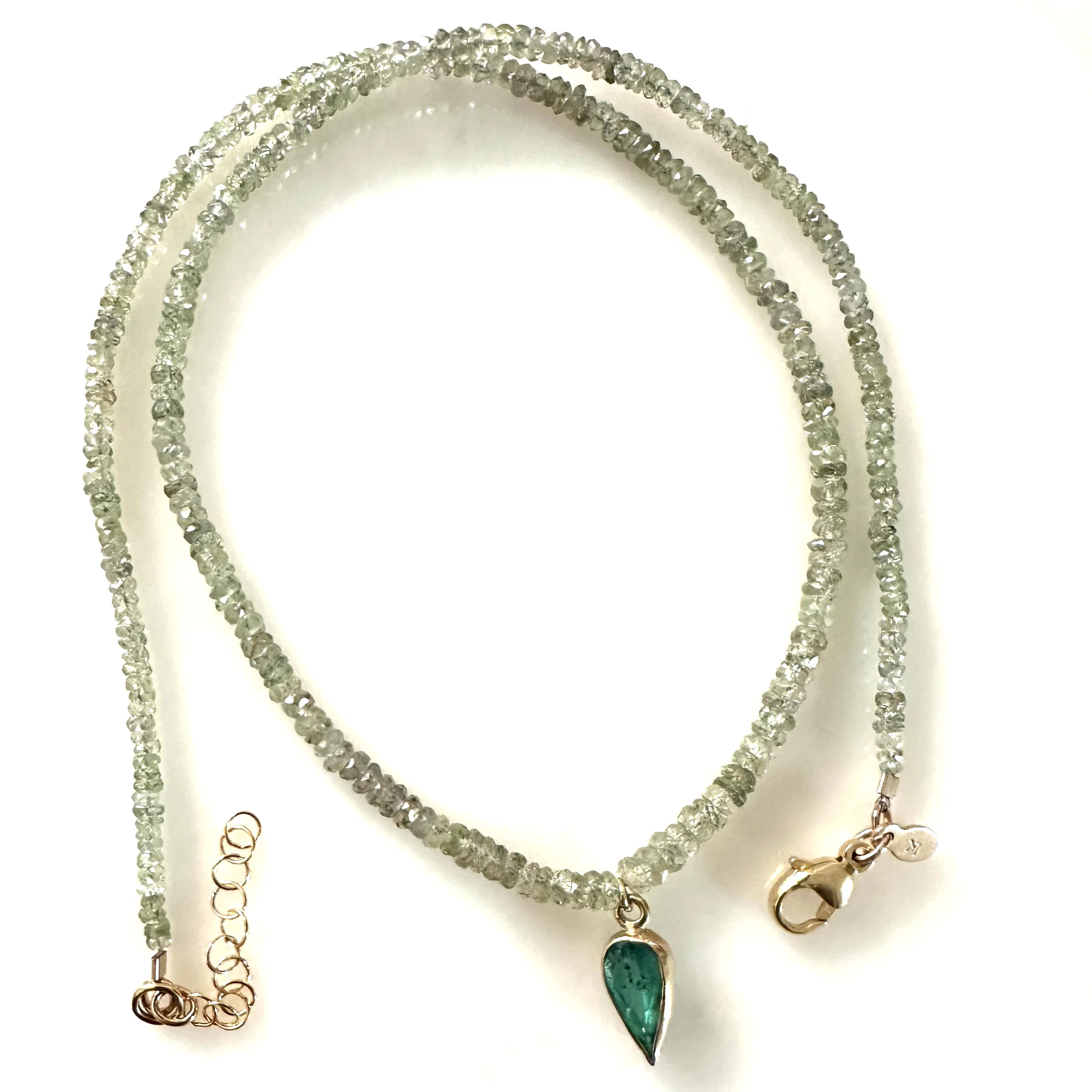 Mossy Green Sapphires & Emerald Charm Necklace - Image 3