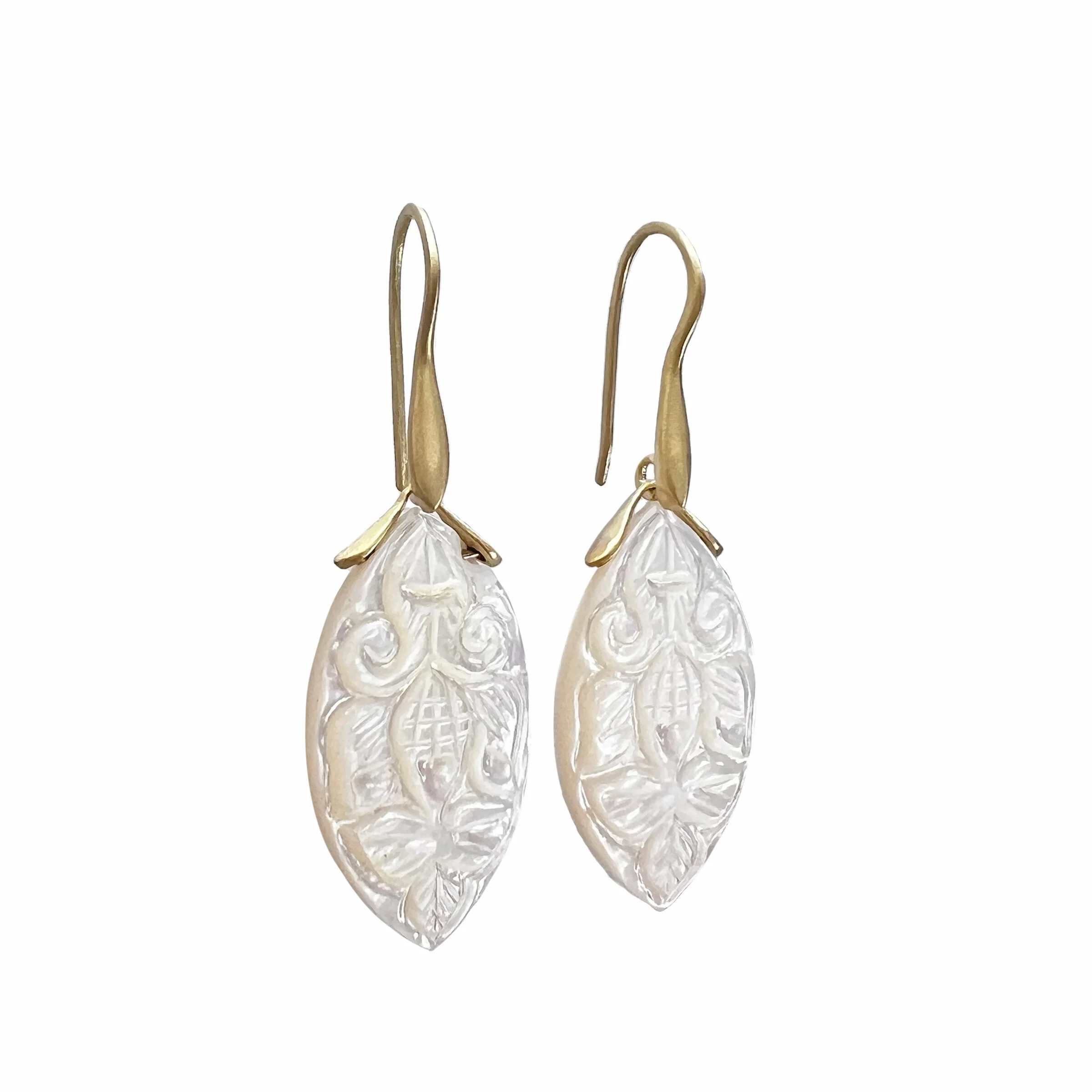 Mother-of-Pearl Marquise Trapeze Earrings - Image 4