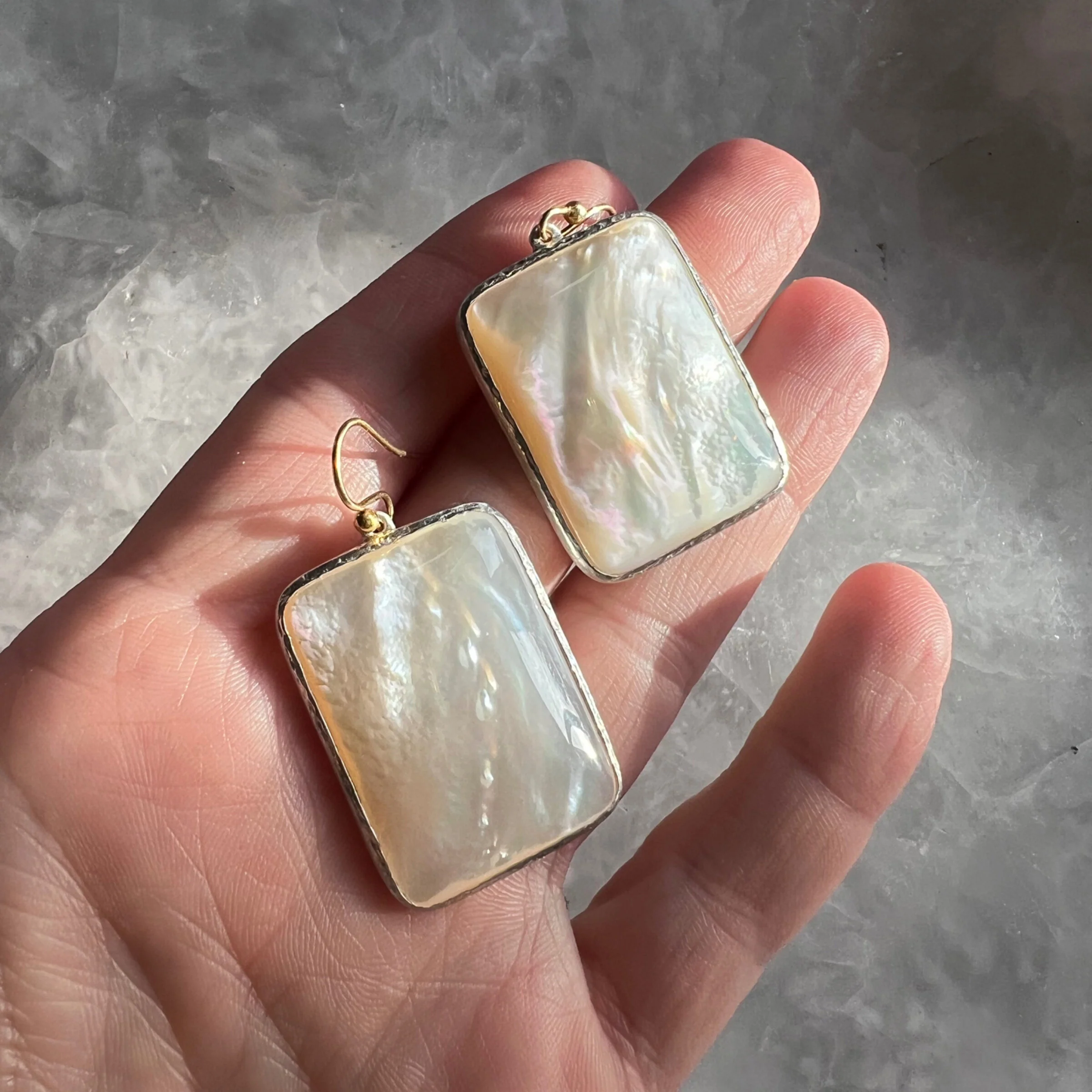 Mother-of-Pearl Statement Earrings - Image 2