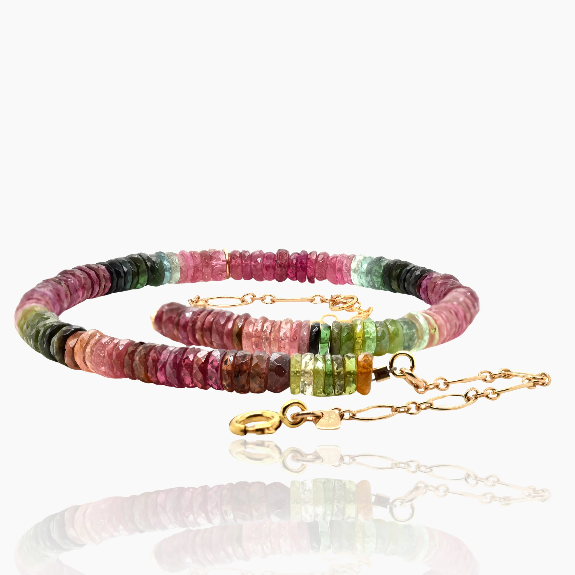 Multi-Tourmaline Slices Gold Necklace - Image 2