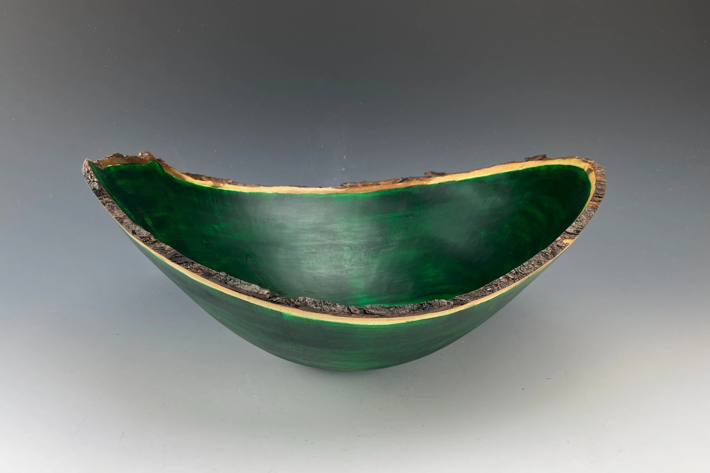 Natural Edge Dyed Maple Bowl in Green