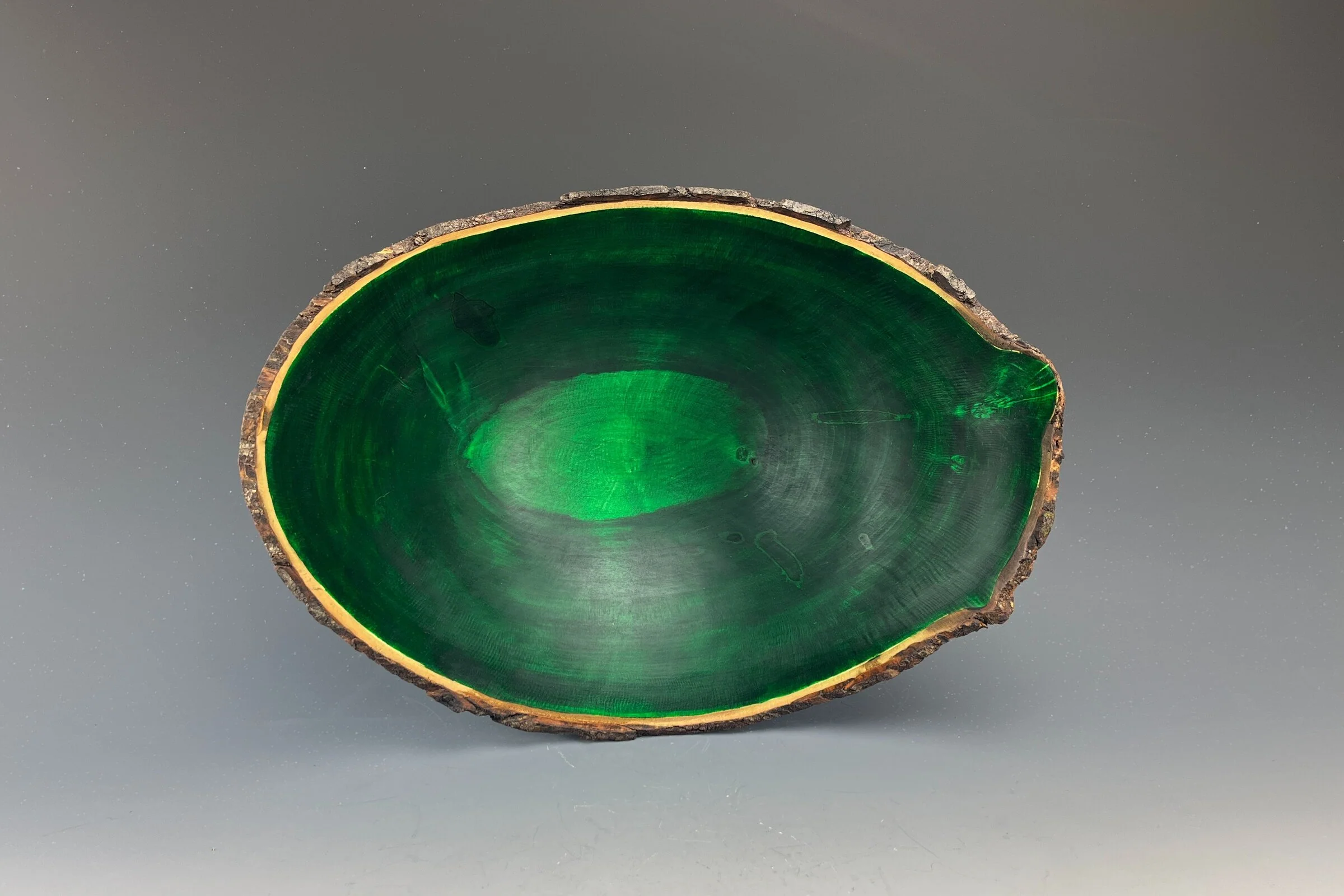 Natural Edge Dyed Maple Bowl in Green - Image 2