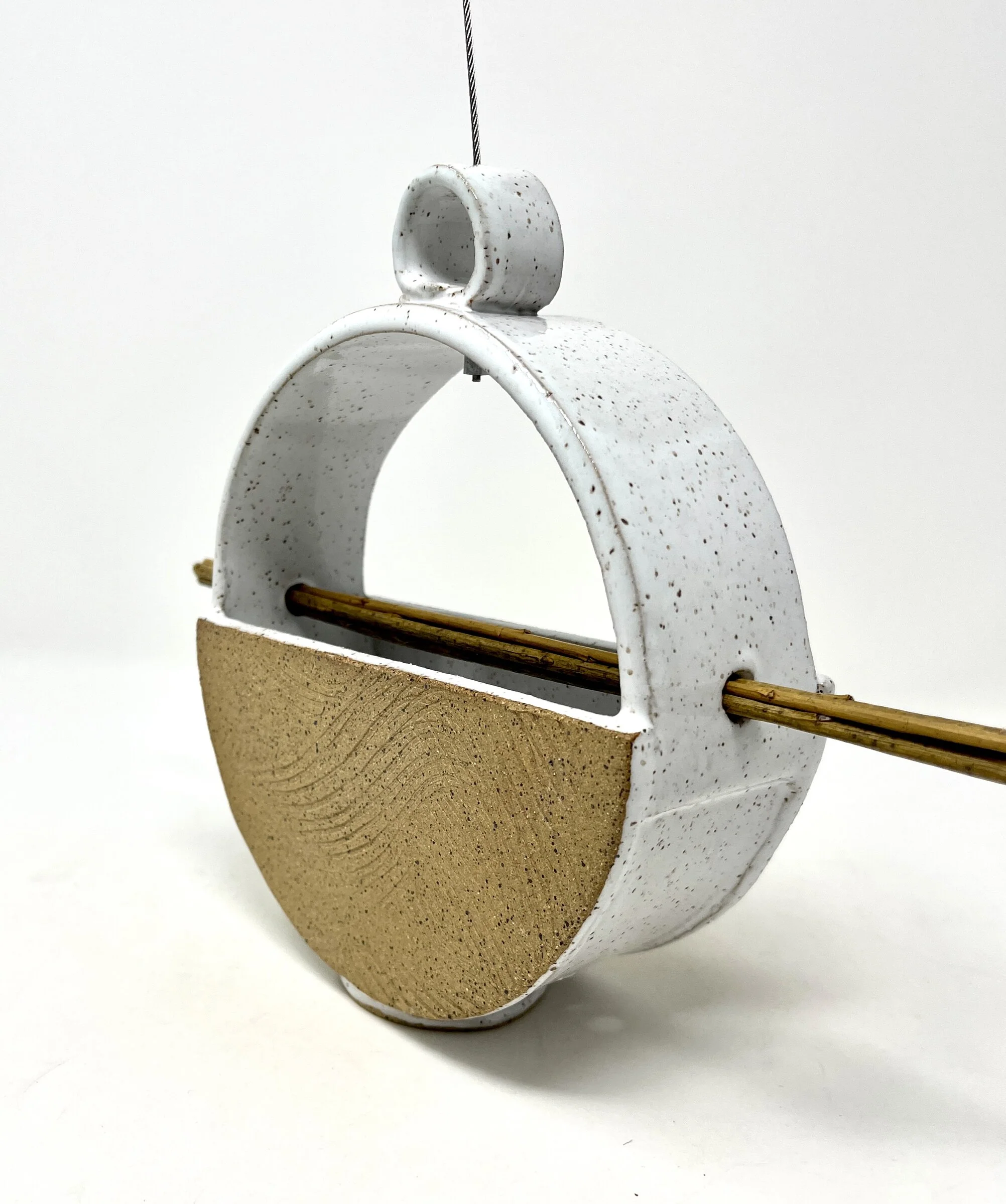 Natural Stoneware Circle Bird Feeder - Image 2