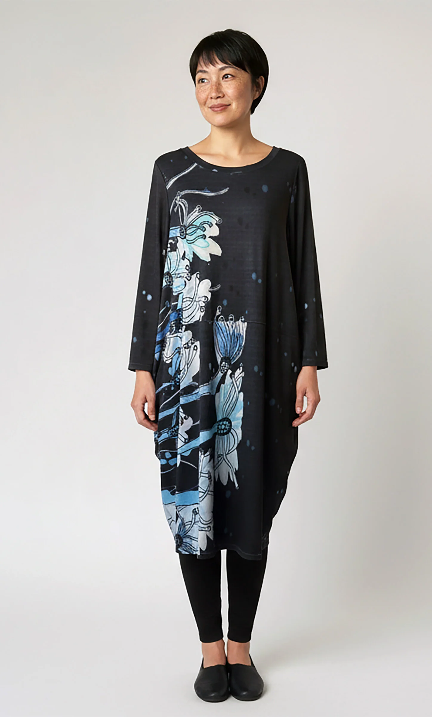 Night Garden Balloon Dress - Black Multi - Image 3