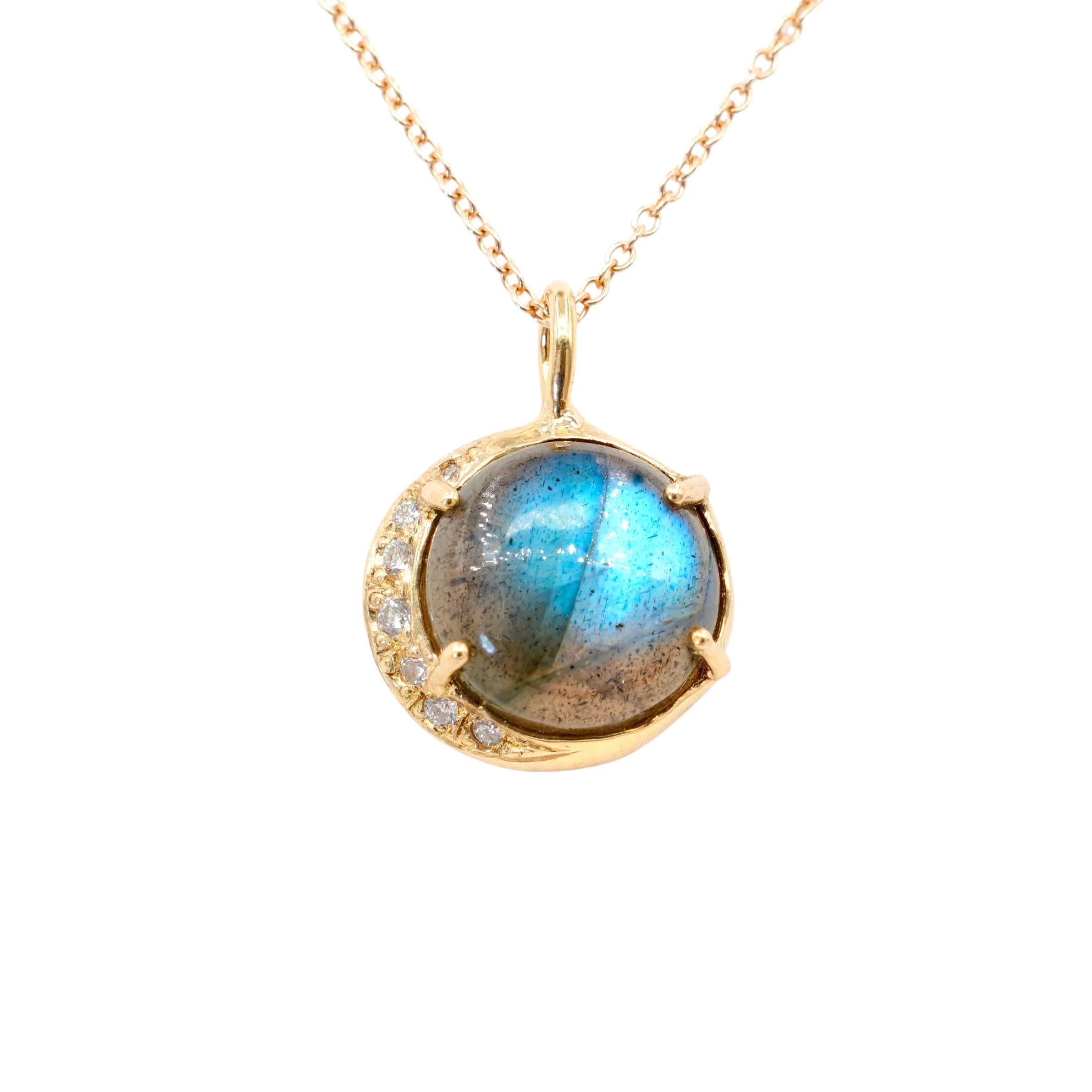 Night Sky Tidal Moon Necklace - Labradorite