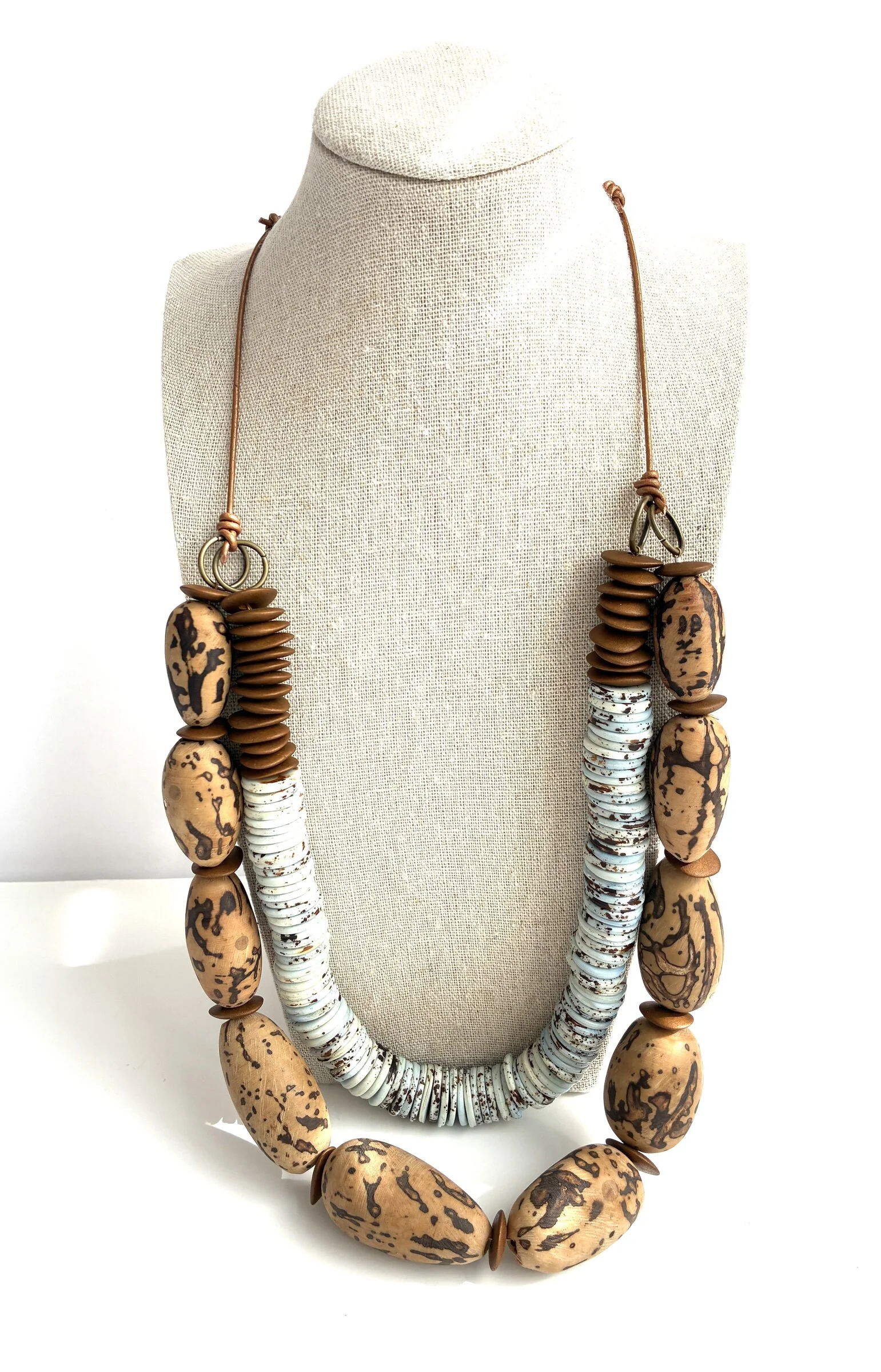 Nut Bead & Ceramic Necklace - Image 2