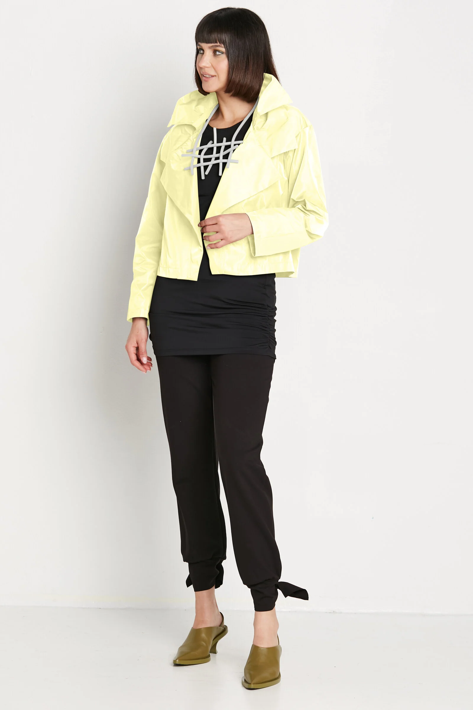 Nylon Cropped Asymmetrical Jacket - Image 7