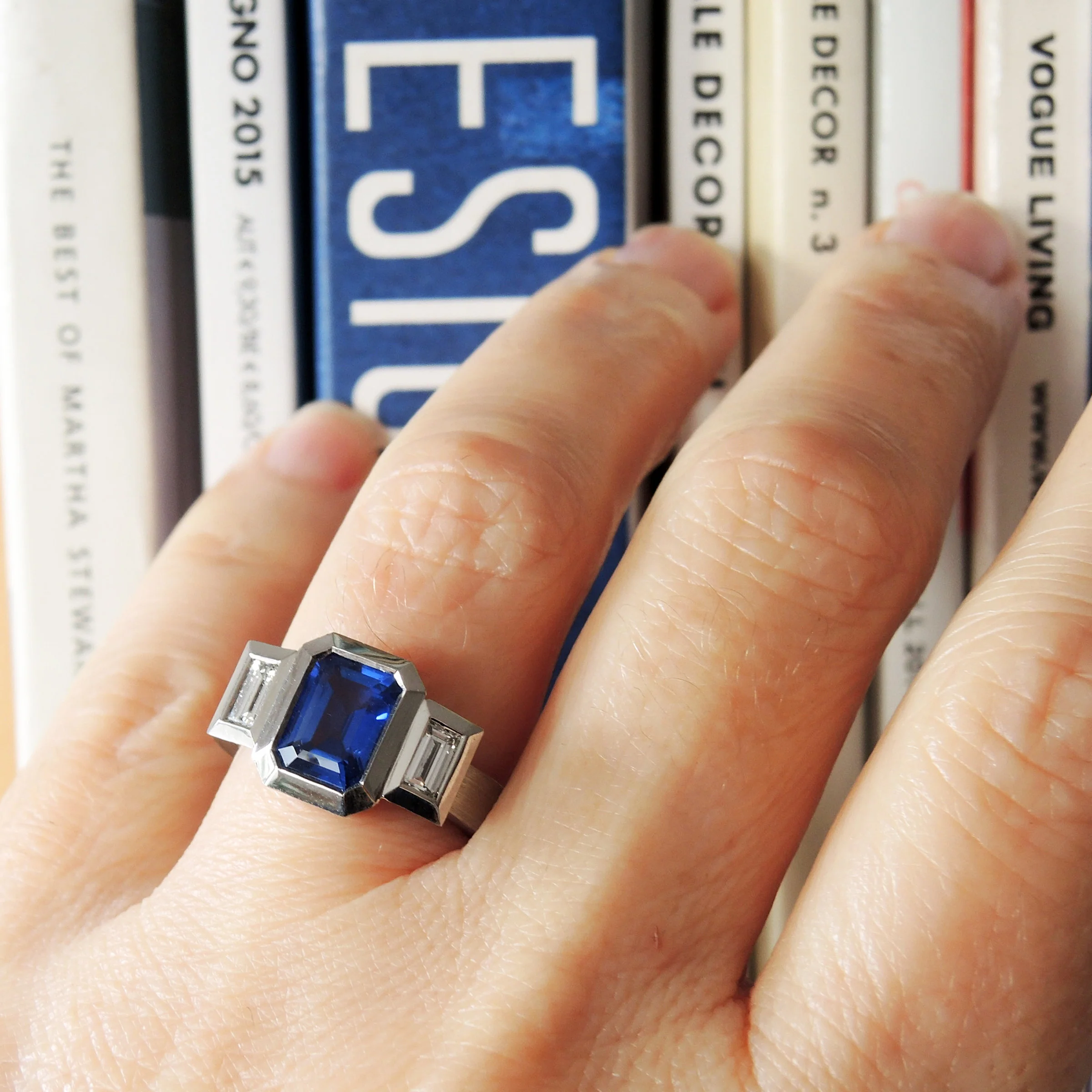 Oblique Fine Three Stone Ring - Image 2