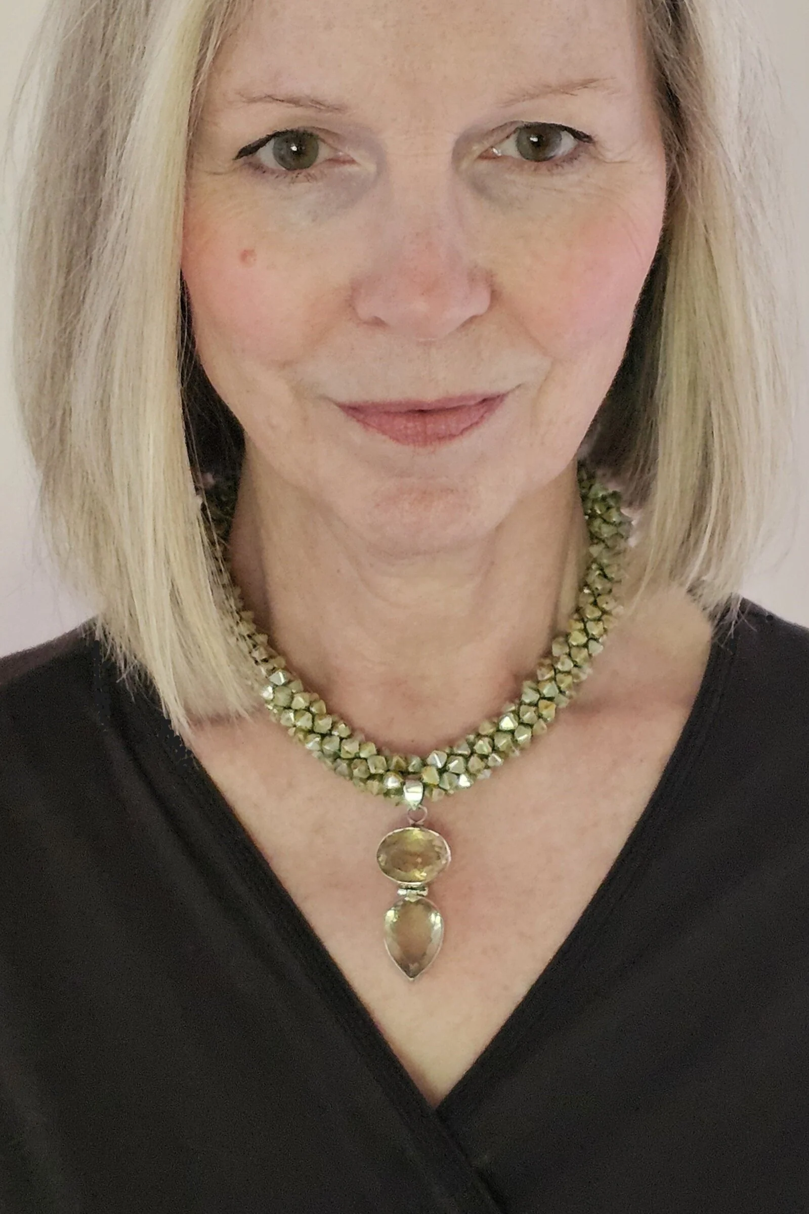 Olive Bead & Pineapple Quartz Pendant - Image 2