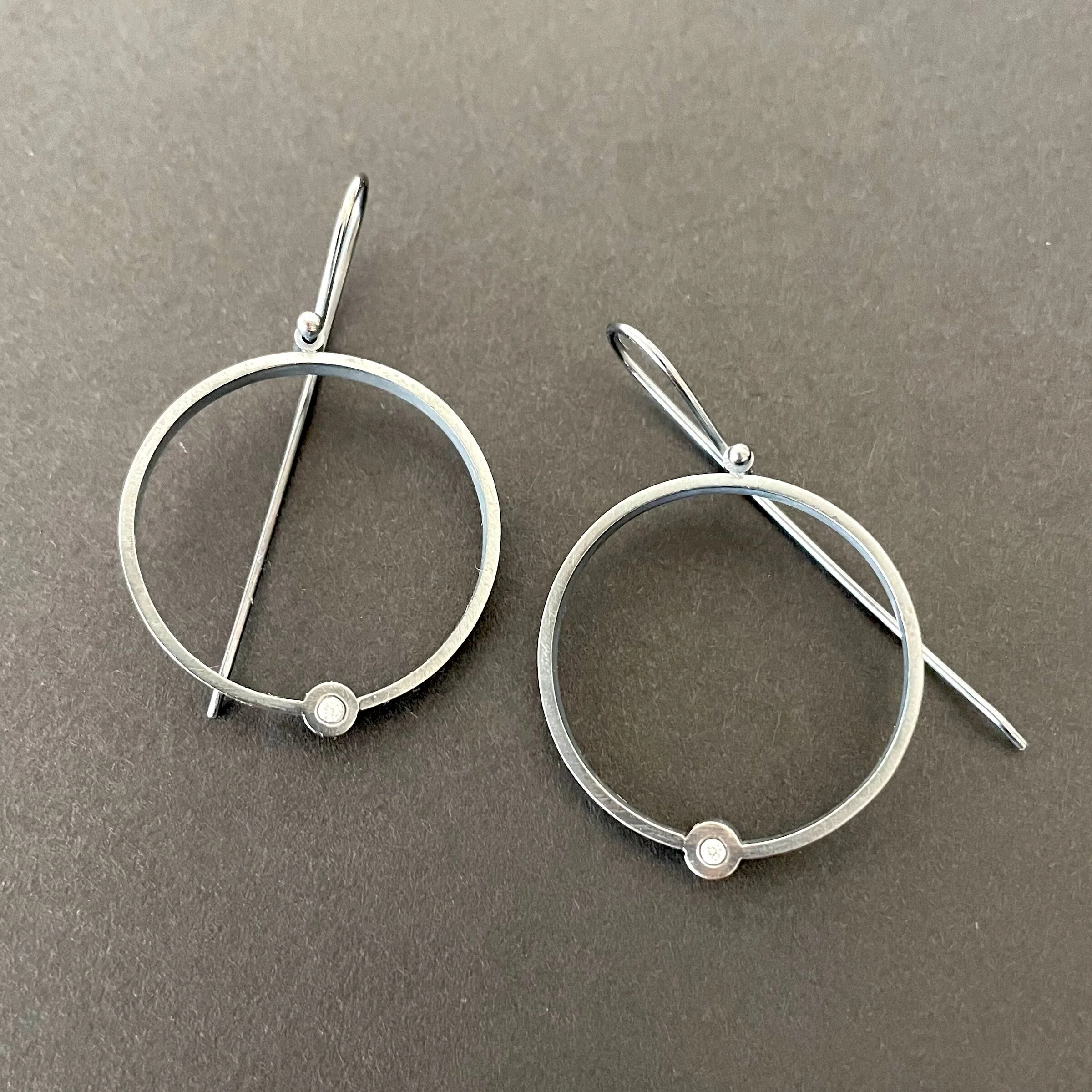 Open Circle Diamond Earrings - Image 3