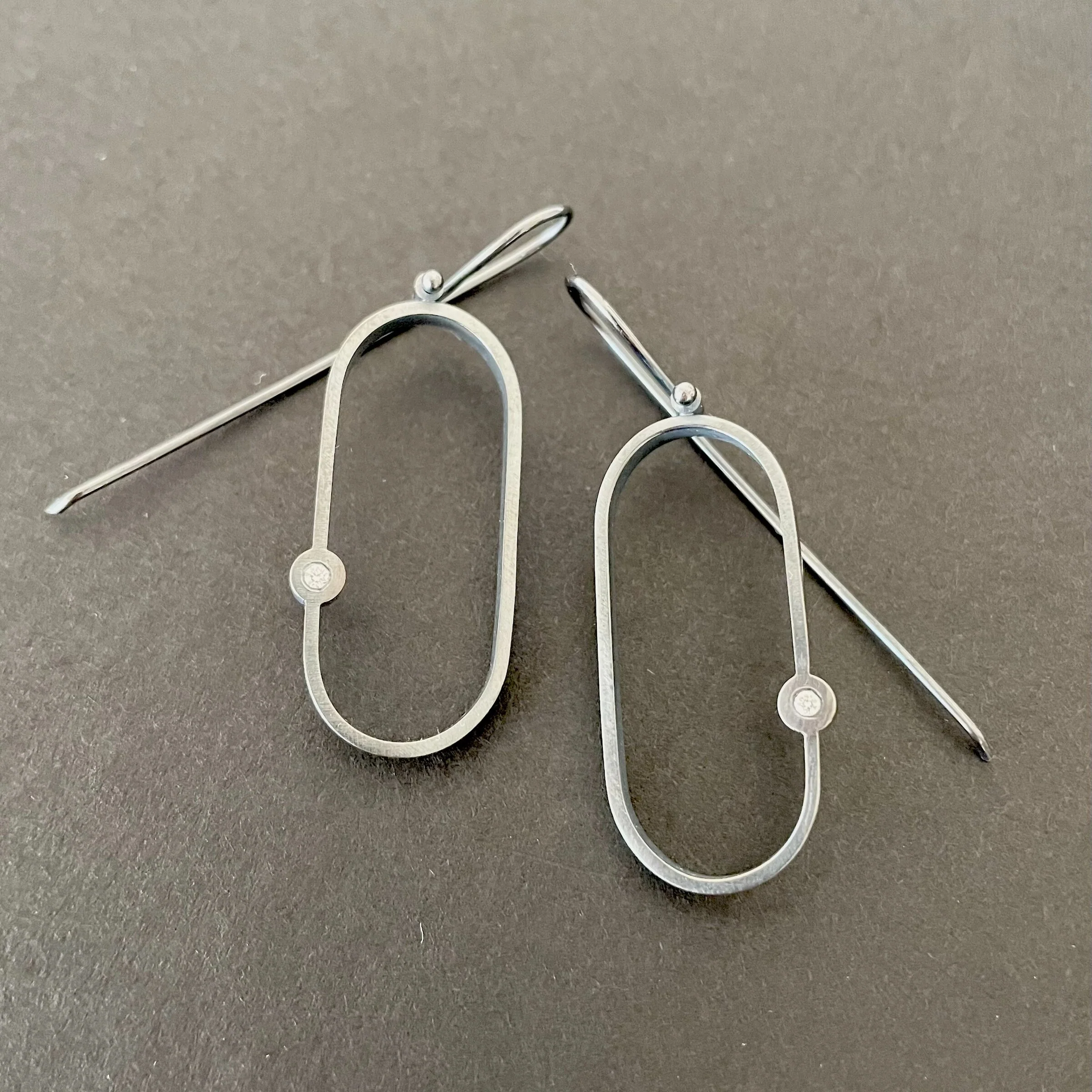 Open Oval Diamond Earrings - Image 3