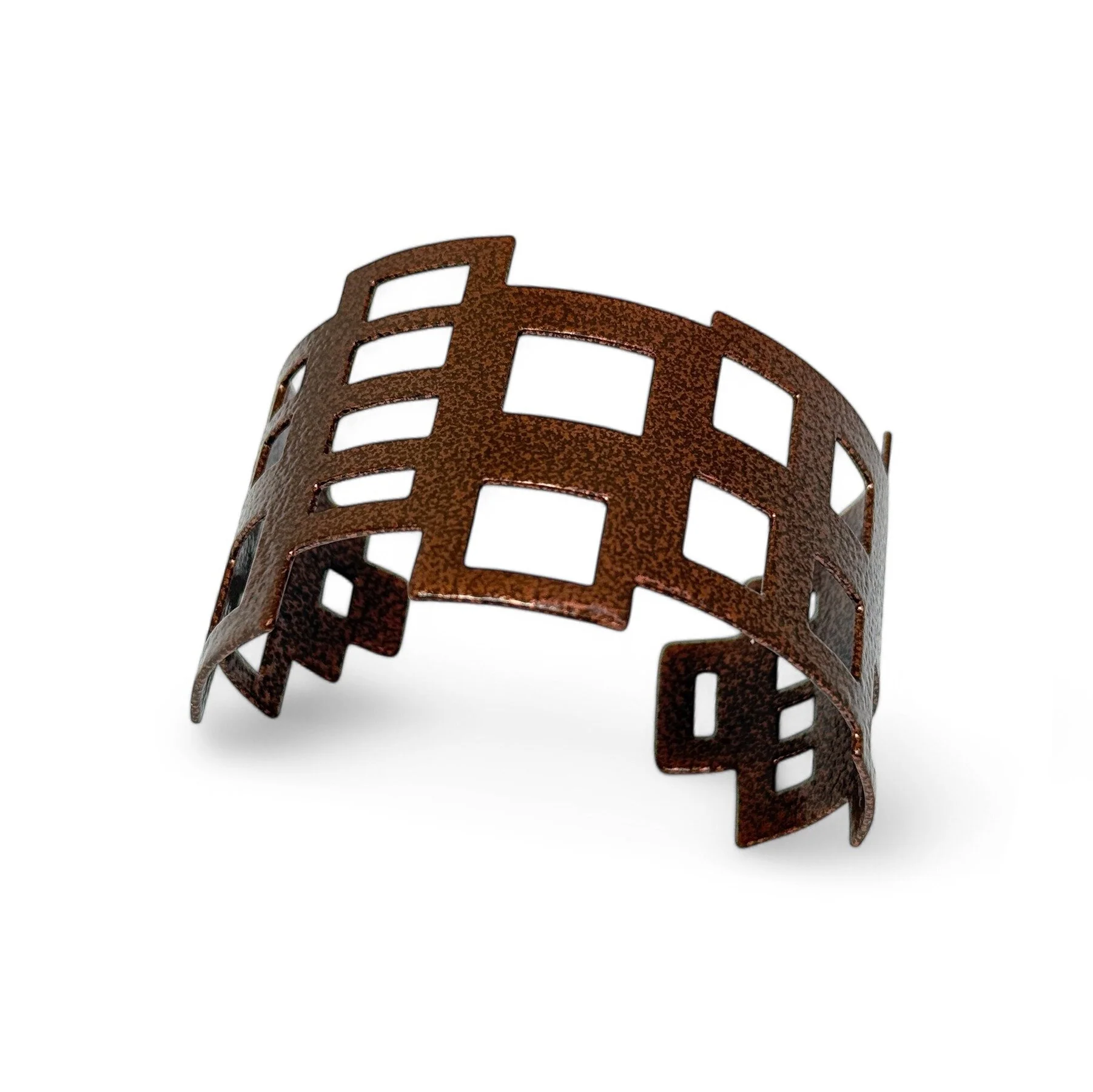 Open Squares Bracelet - Textured Copper