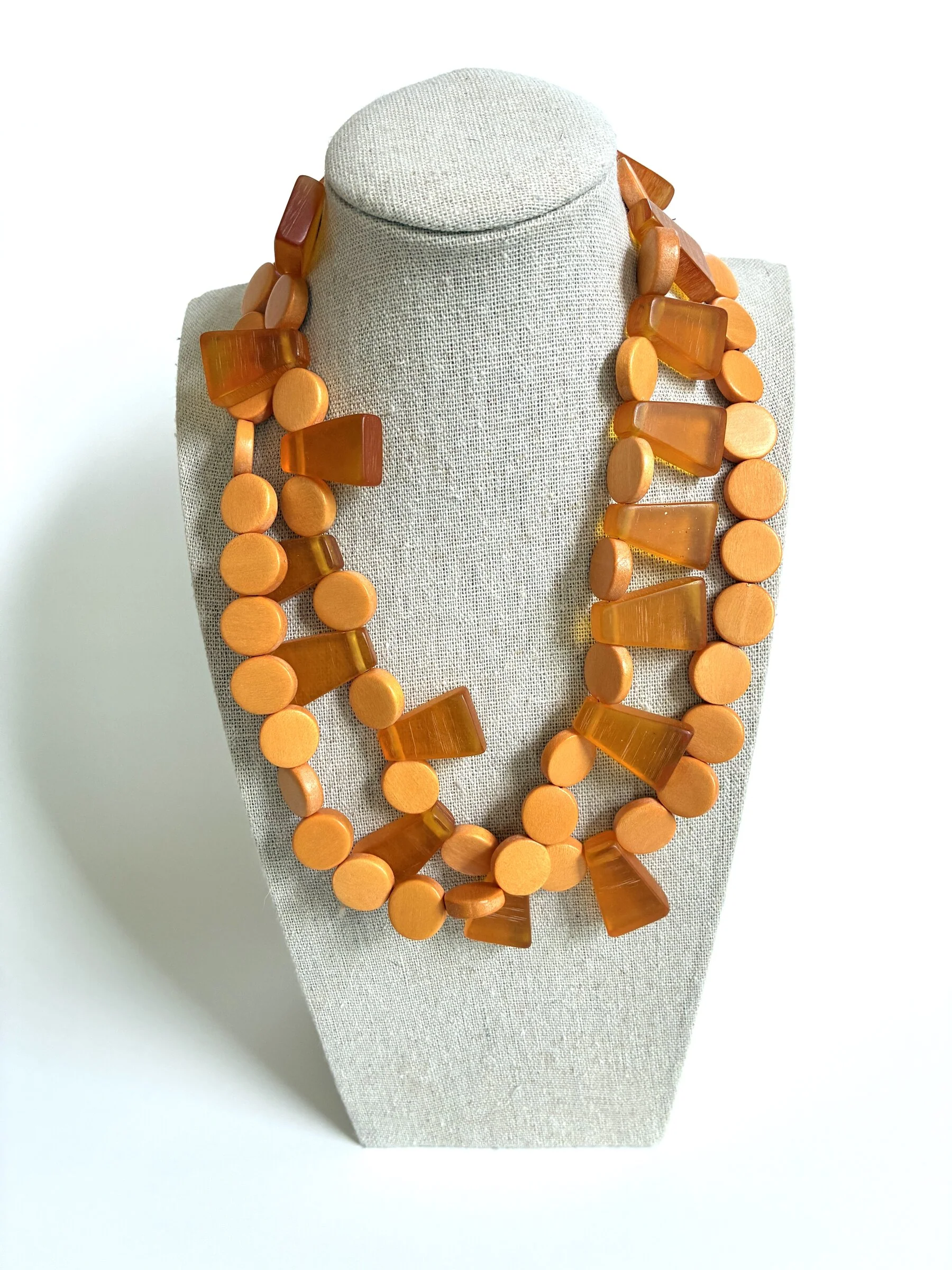 Orange Wood & Resin Necklace - Image 2