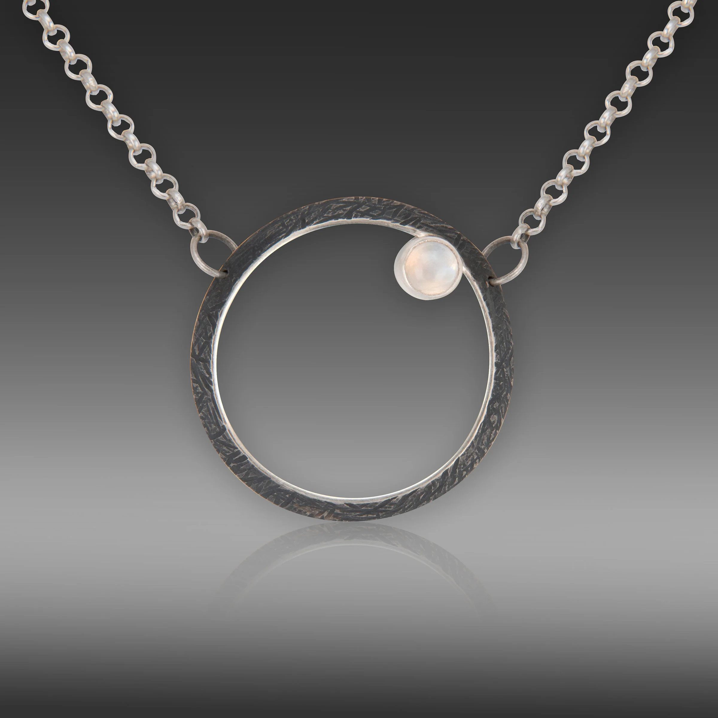Orbit Necklace - Rainbow Moonstone