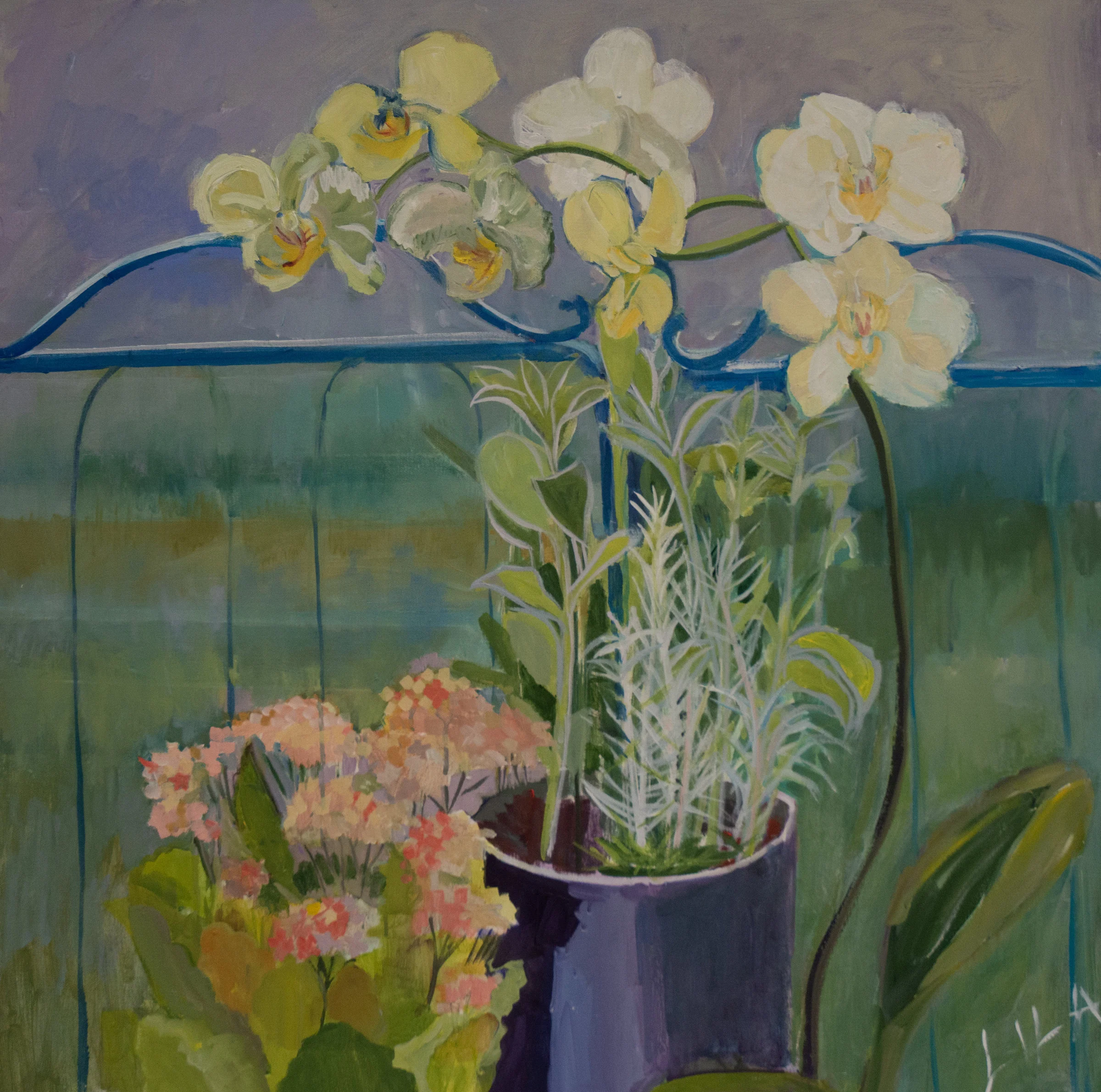 Orchid and Kalenchoe - Acrylic Painting