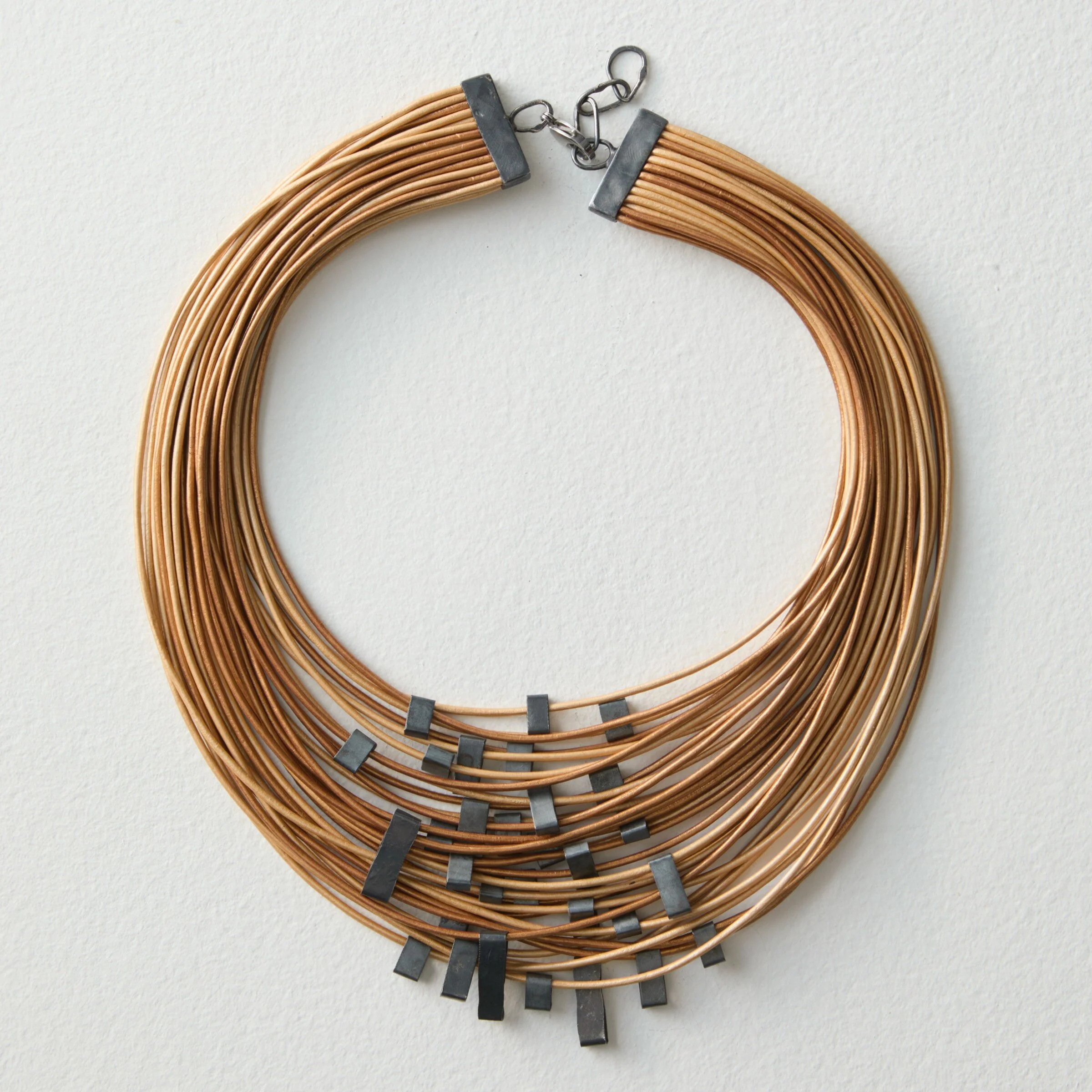 Organica Leather Necklace #11 - Blond Metallic