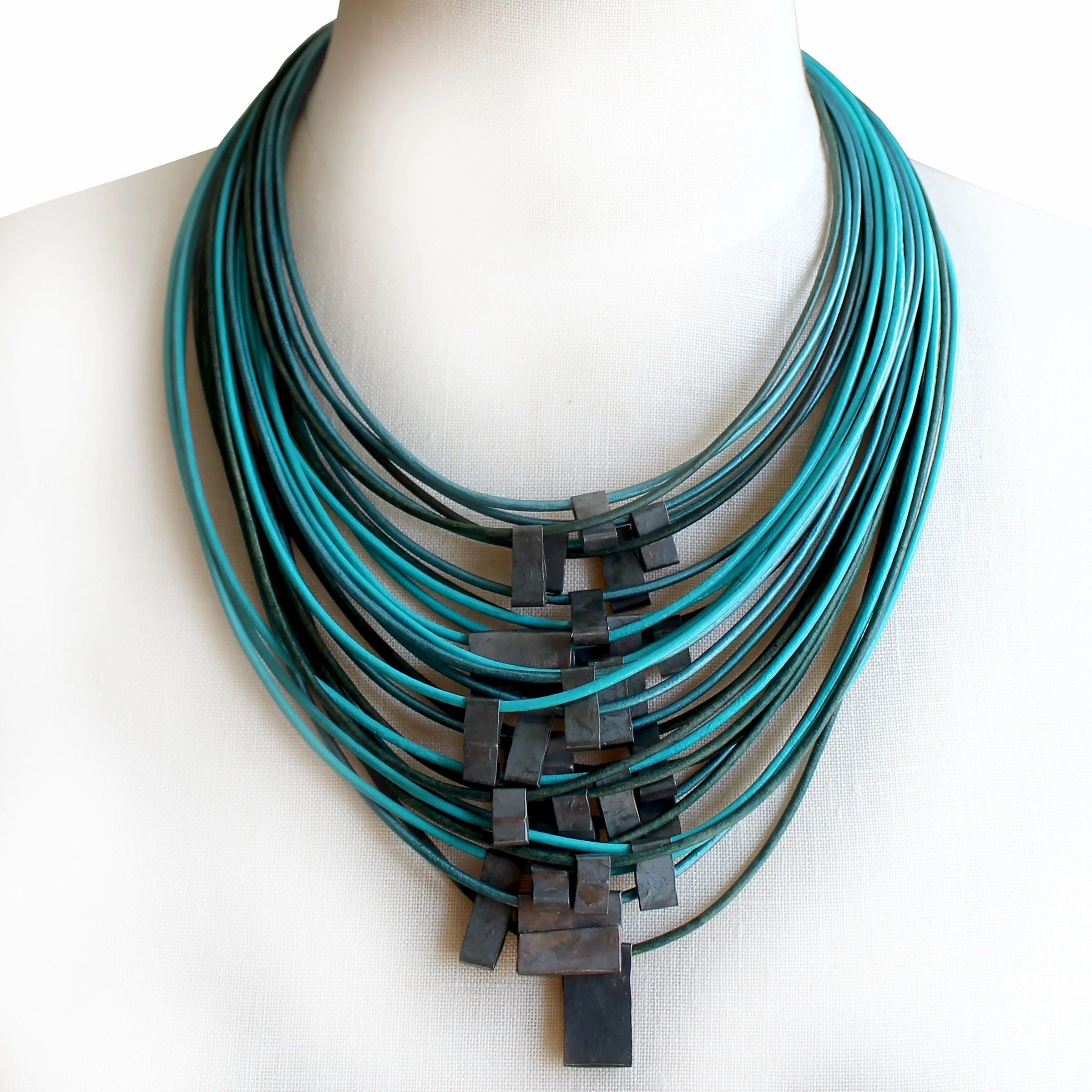 Organica Leather Necklace #11 - Mermaid Metallic - Image 2