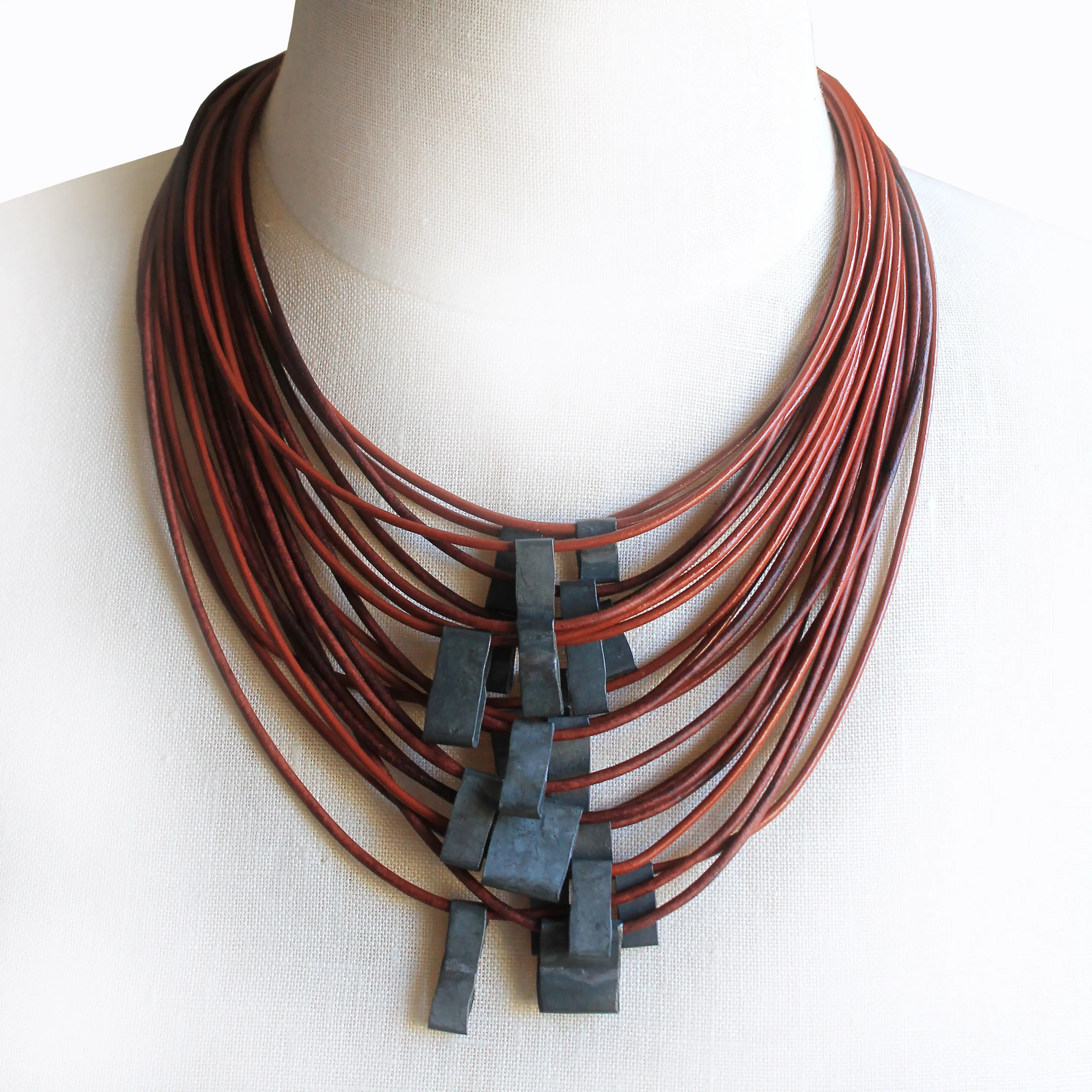 Organica Leather Necklace #15 - Brick