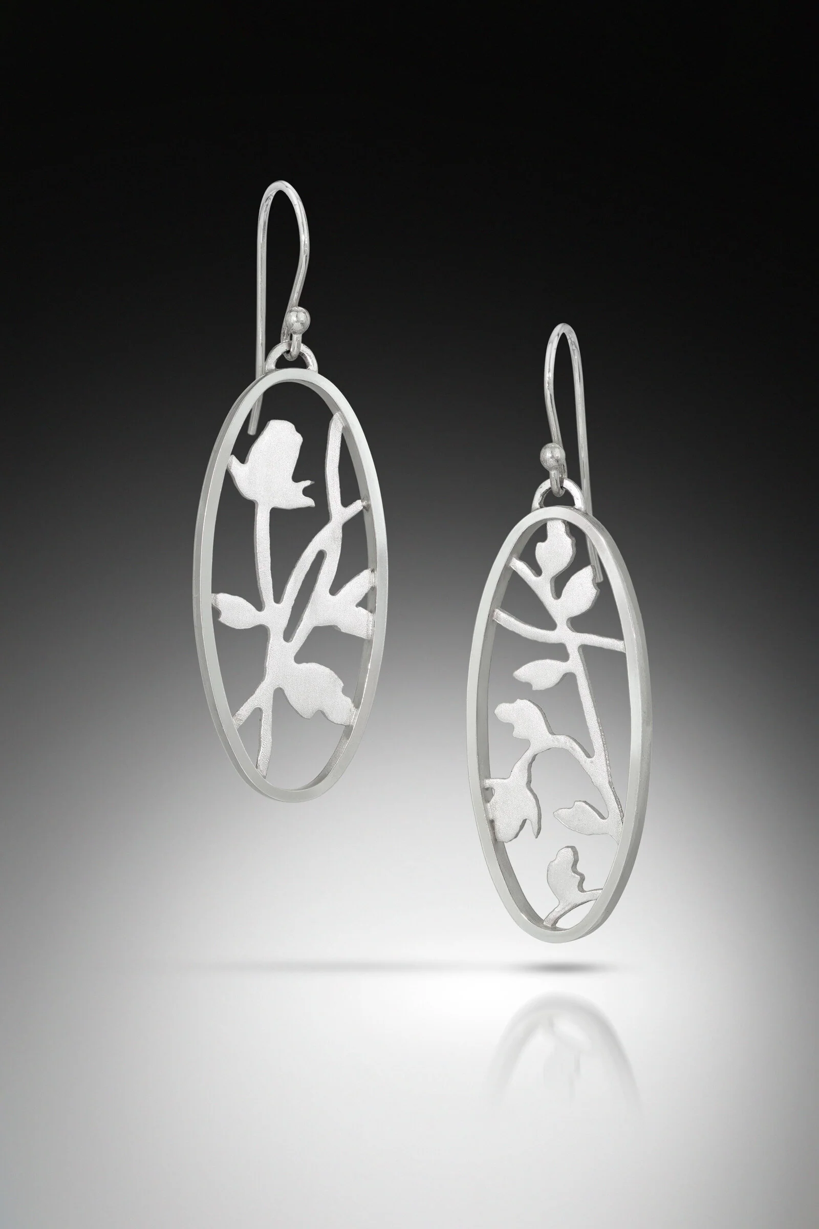 Oval Rose Vine Tracery Earrings