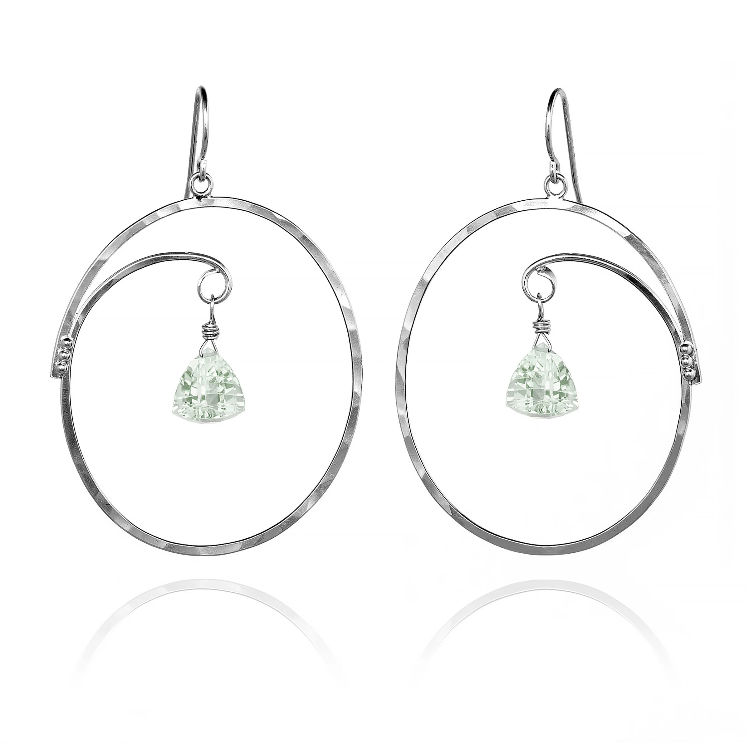 Oval Swirl Hoop Earrings - Green Amethyst