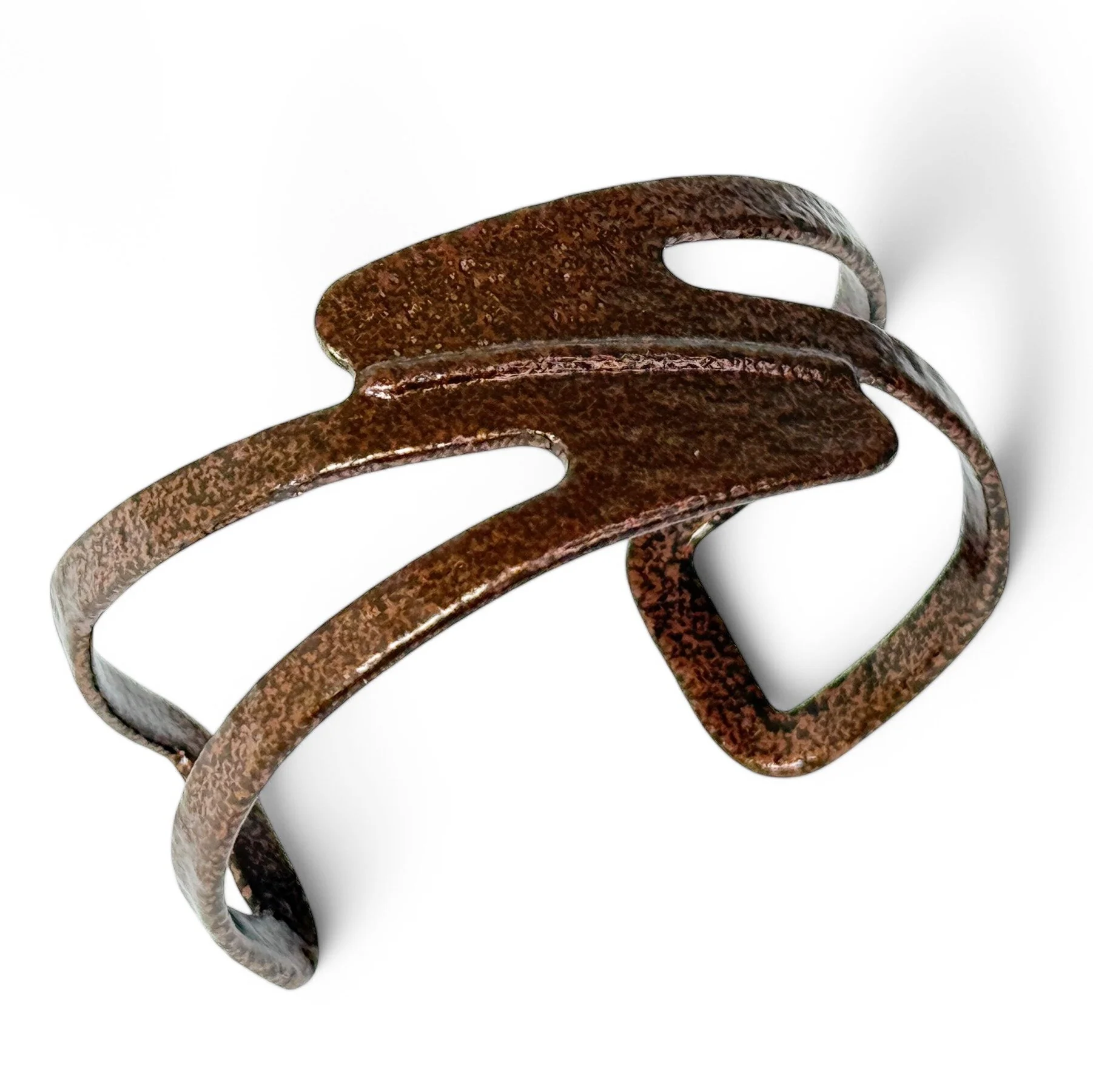 Overlapping Cutout Cuff - Textured Copper