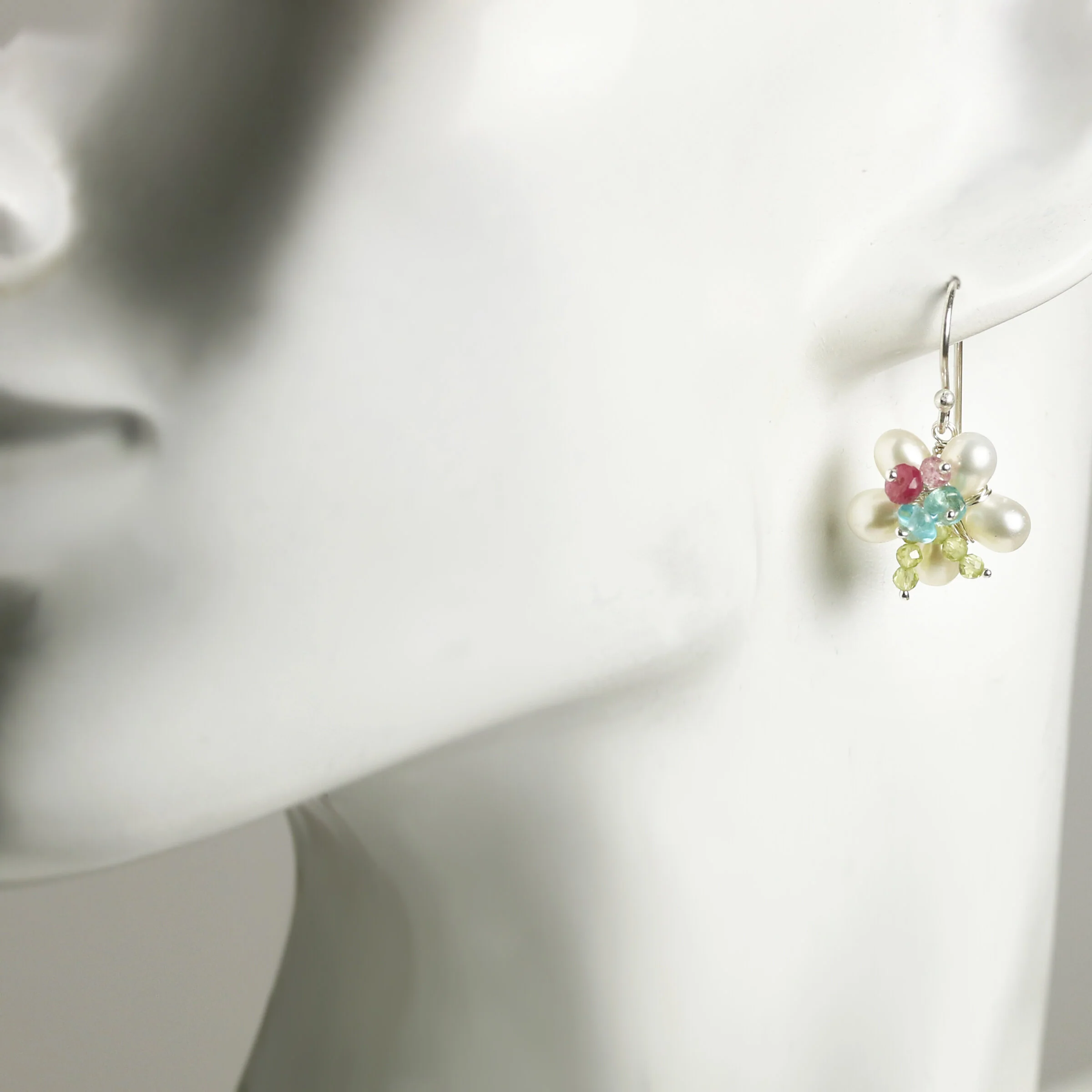 Pearl Flower & Spring Cluster Earrings - Image 2